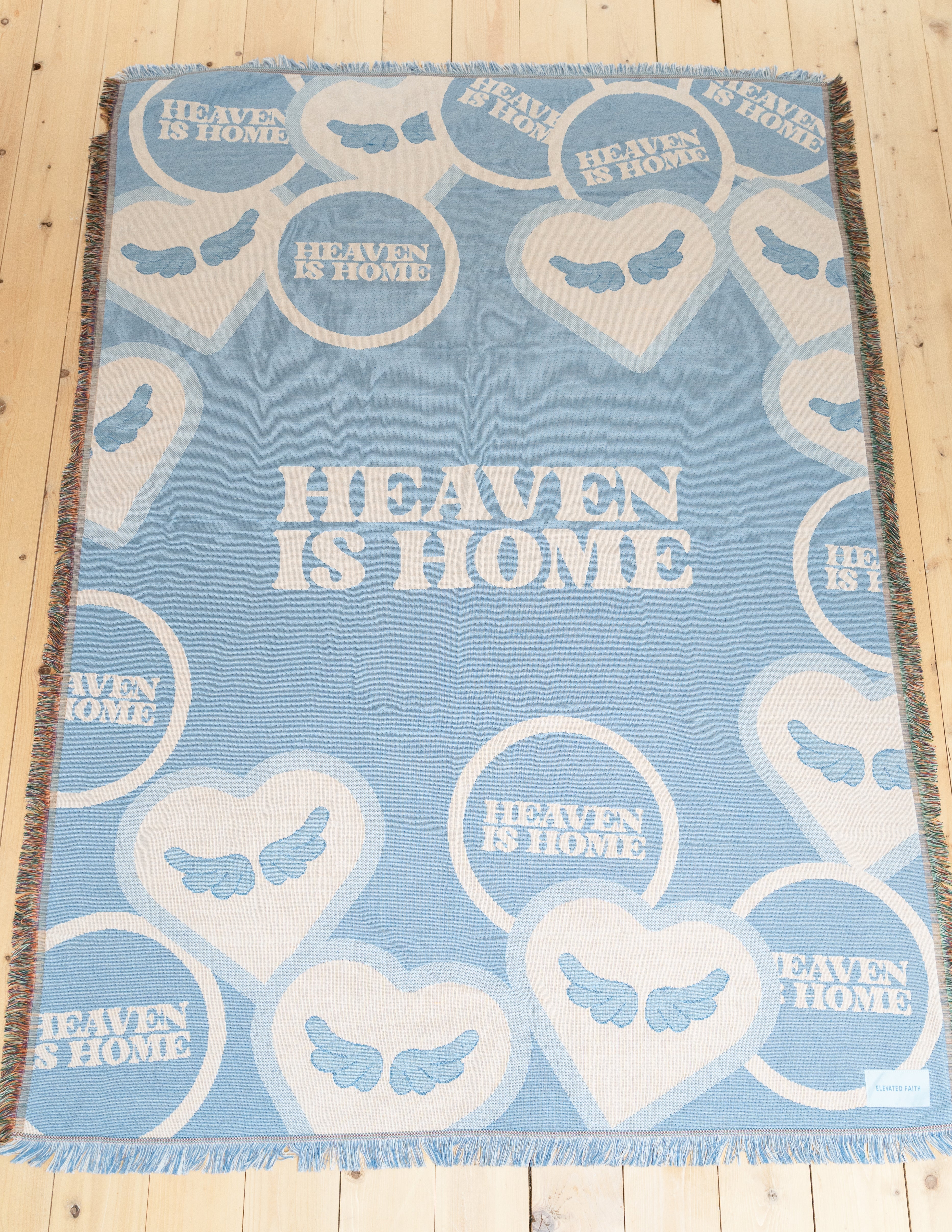Elevated Faith Heaven Is Home Throw Blanket — size reference