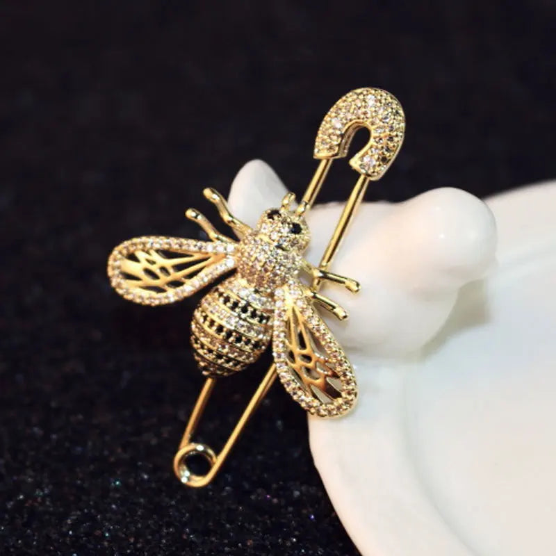 Envy NYC Envy NYC Luxury Full Crystal Gold Color Bee Brooch — product category context