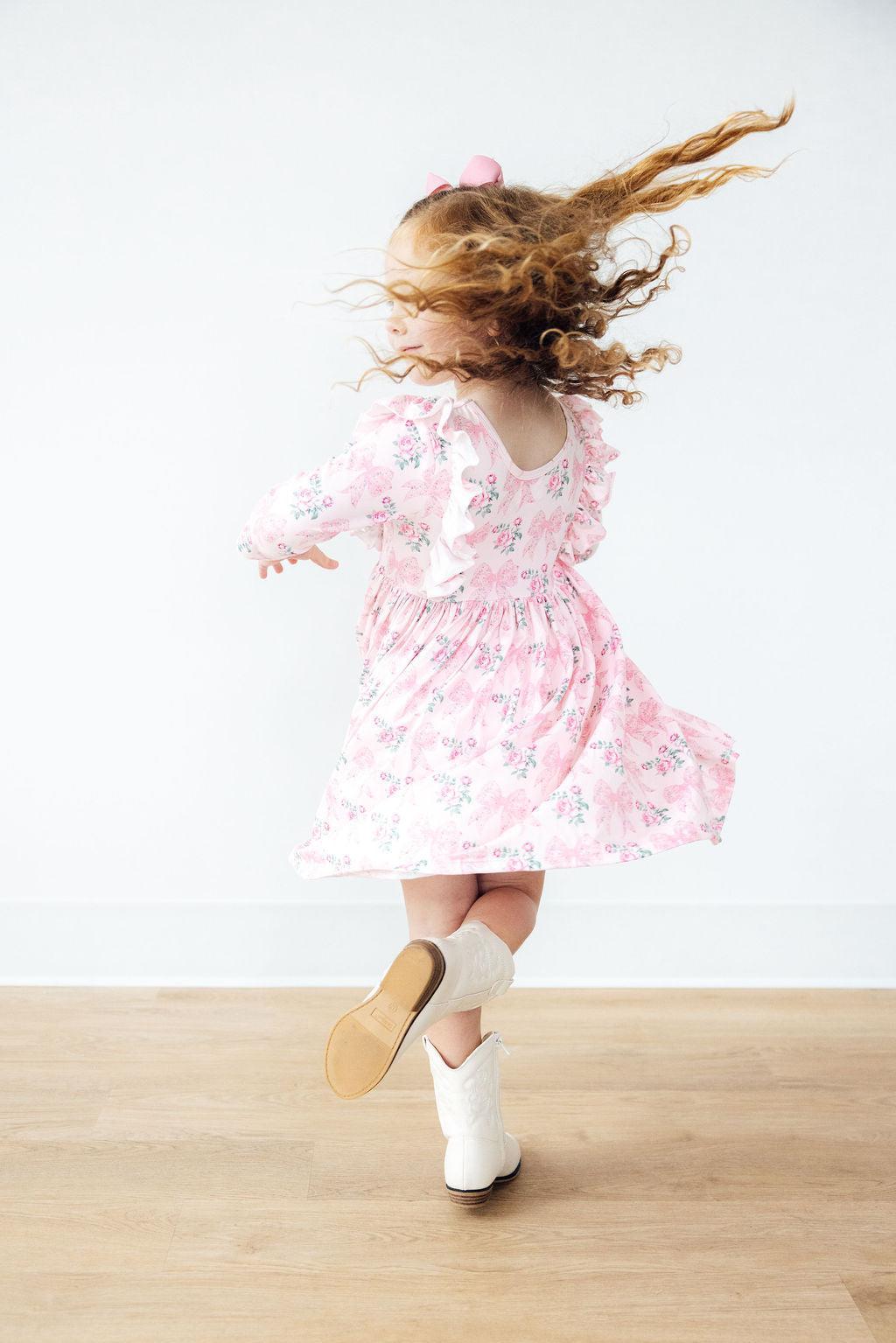 Mila & Rose ® Heirloom Garden 3/4 Sleeve Ruffle Twirl Dress — lifestyle context