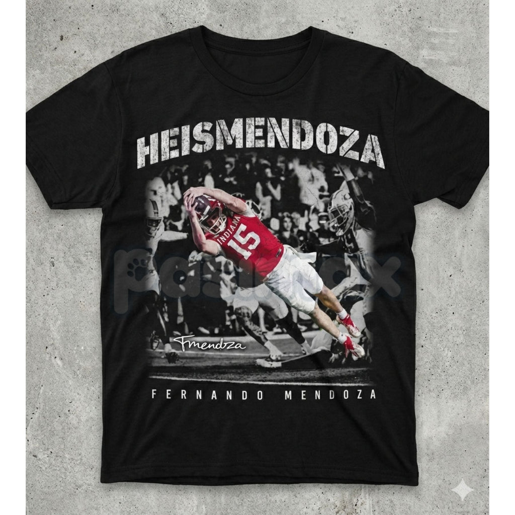Pasimax "Heismendoza" Graphic T-Shirt - Mendoza Heisman Inspired Tee, Urban Athletic Streetwear Top, Premium Heavyweight Fan 