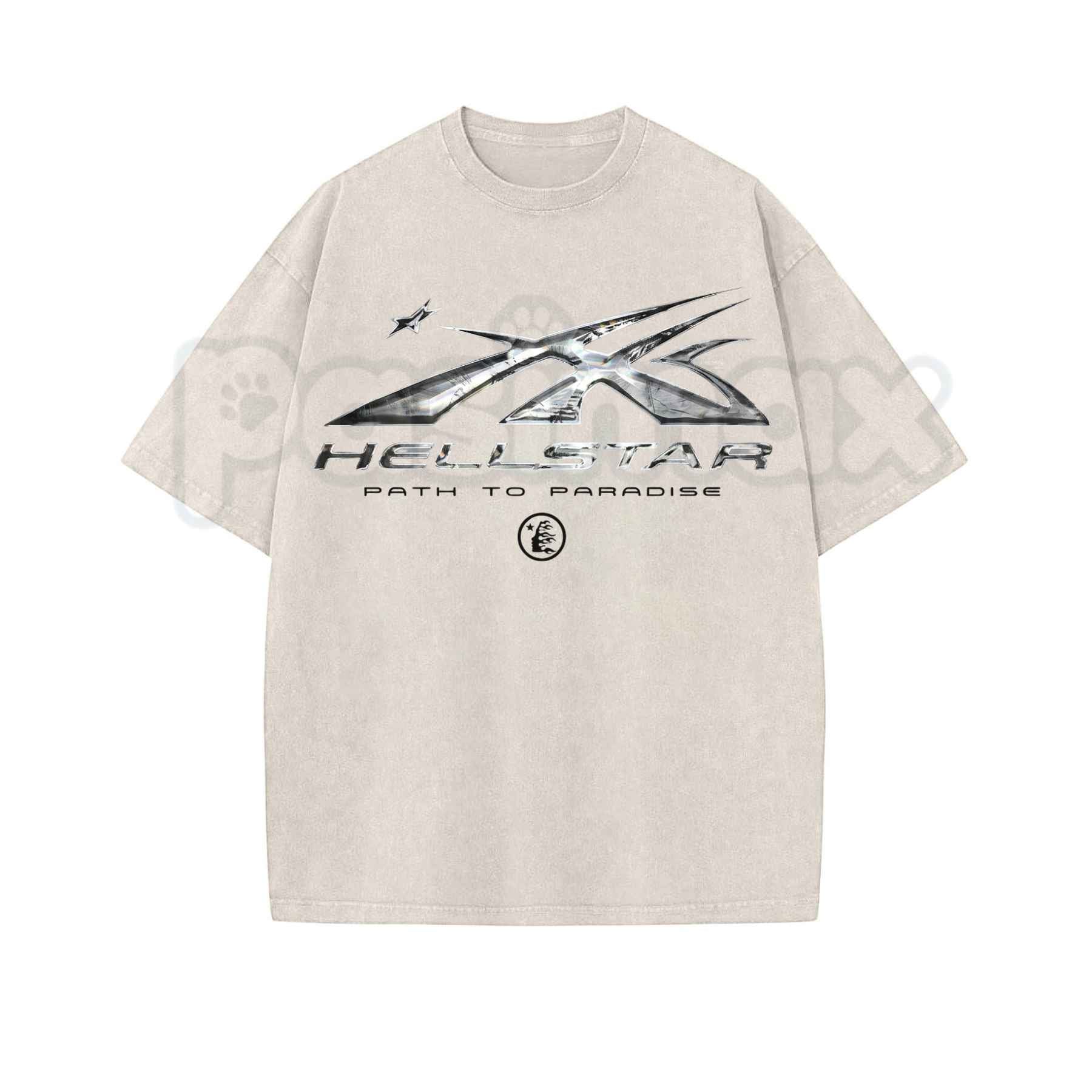 Hellstar Washed T-Shirt – Retro Oversized Heavyweight Cotton Graphic Tee, Vintage Mineral Faded Hip-Hop Streetwear Unisex Top