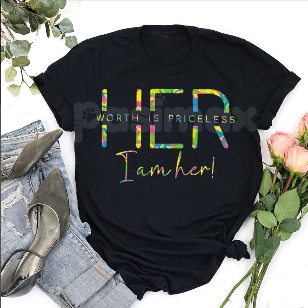 "Her Worth Is Priceless" Inspirational T-Shirt – Aesthetic Empowerment Graphic Tee, Premium 100% Cotton Self-Love Top, Soft Lived-In Heavyweight Worthy Woman Shirt, Made in USA