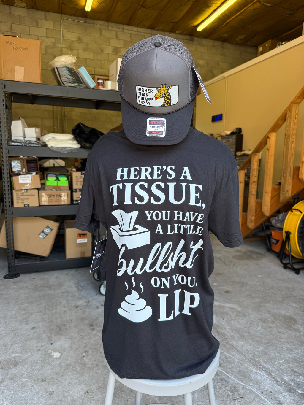 Luckless Outfitters Here's a Tissue Tee — detail close-up