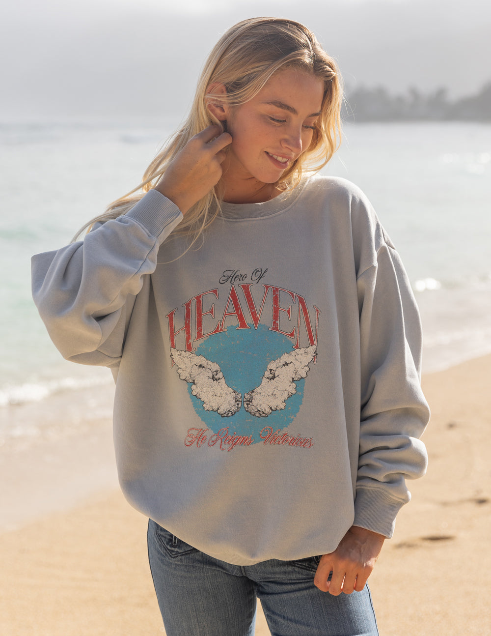 Elevated Faith Hero of Heaven Unisex Crewneck — back view