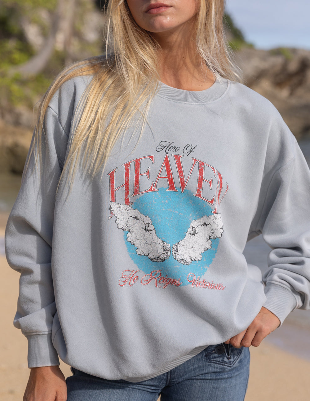 Elevated Faith Hero of Heaven Unisex Crewneck — alternative angle