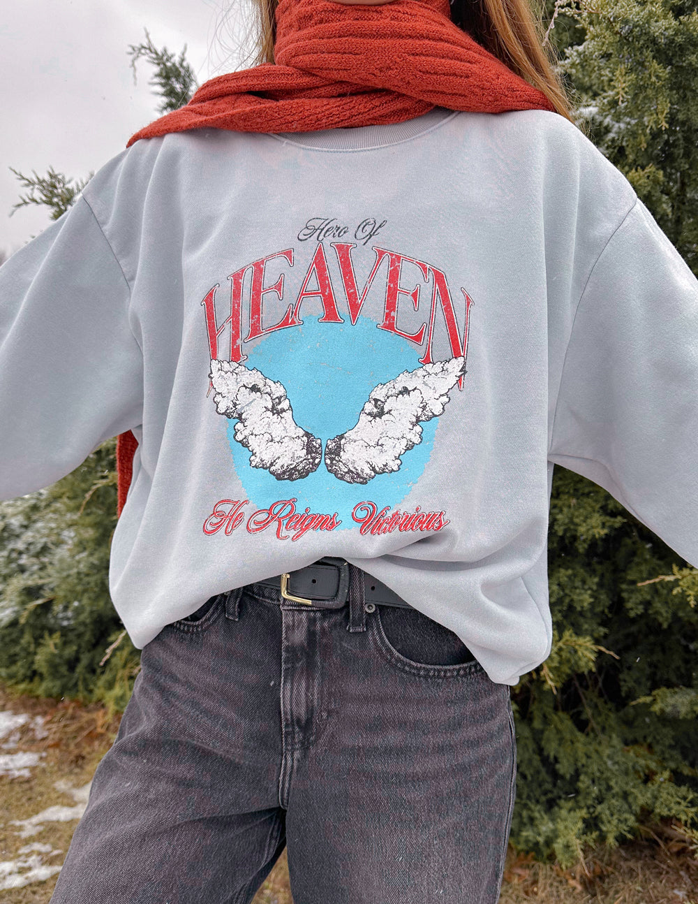 Elevated Faith Hero of Heaven Unisex Crewneck — size reference