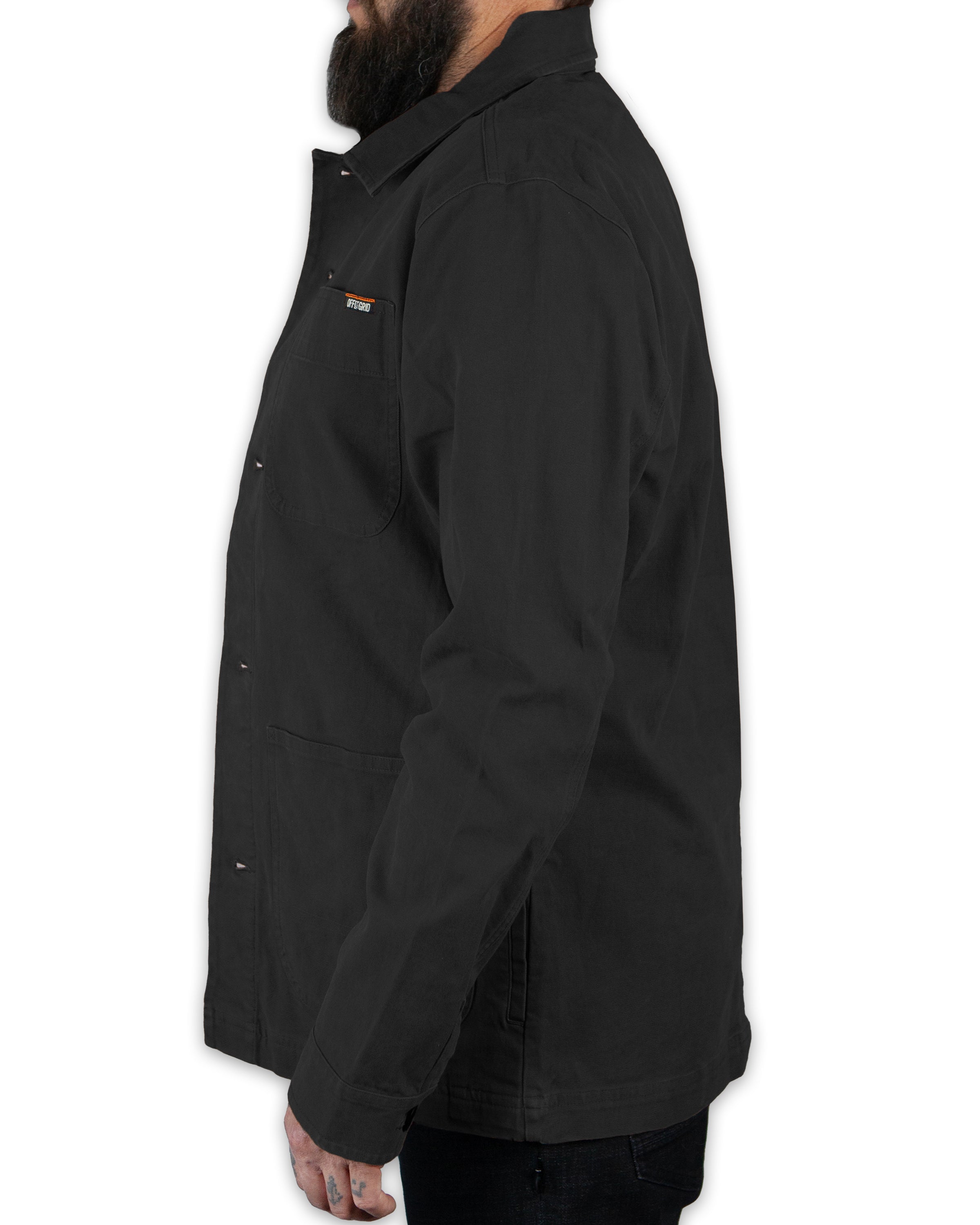 Off The Grid Surplus Heston Chore Coat - Black — size reference