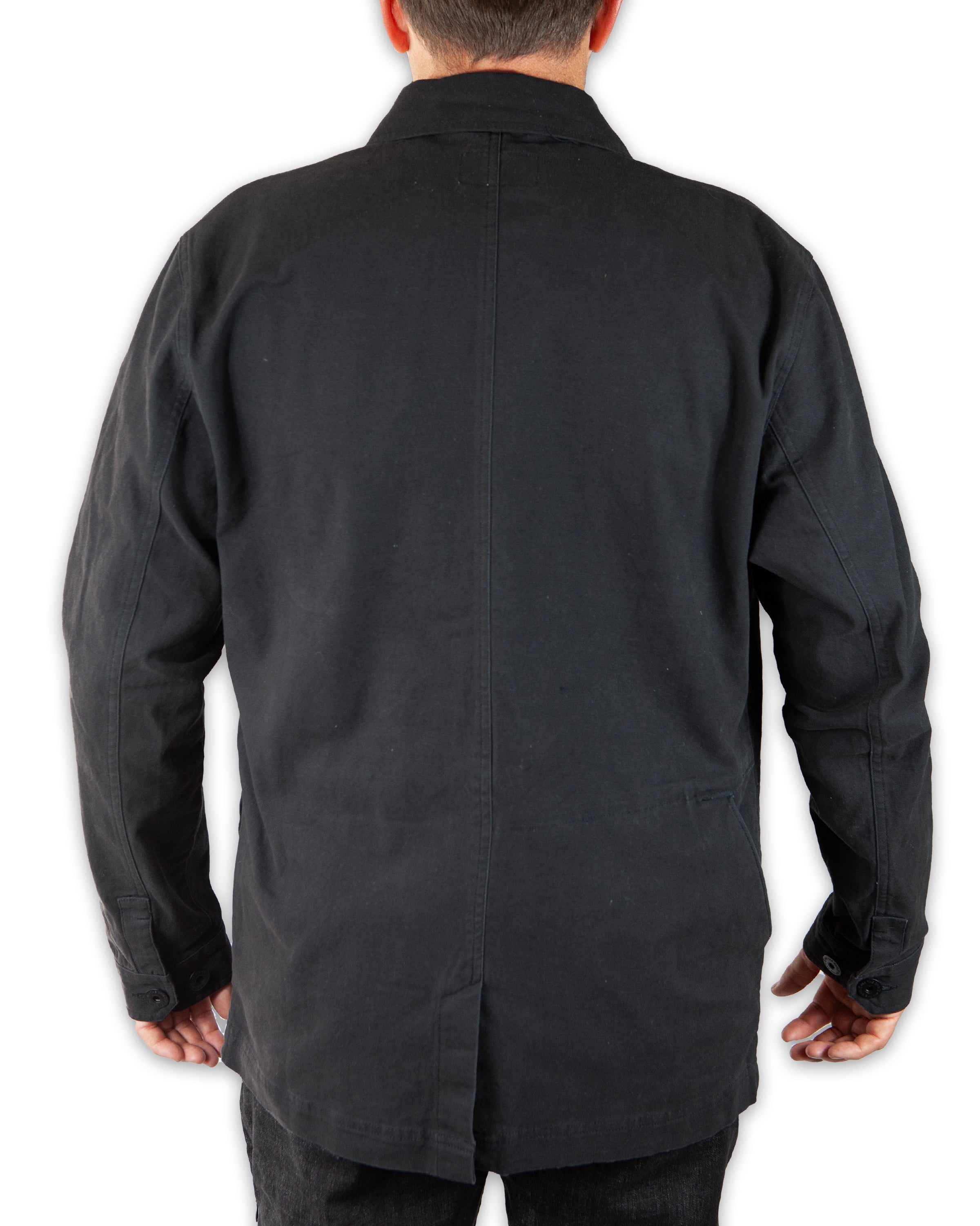 Off The Grid Surplus Heston Chore Coat - Black — in-use photo