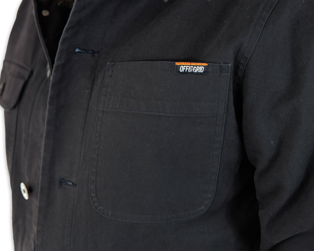 Off The Grid Surplus Heston Chore Coat - Black — color detail