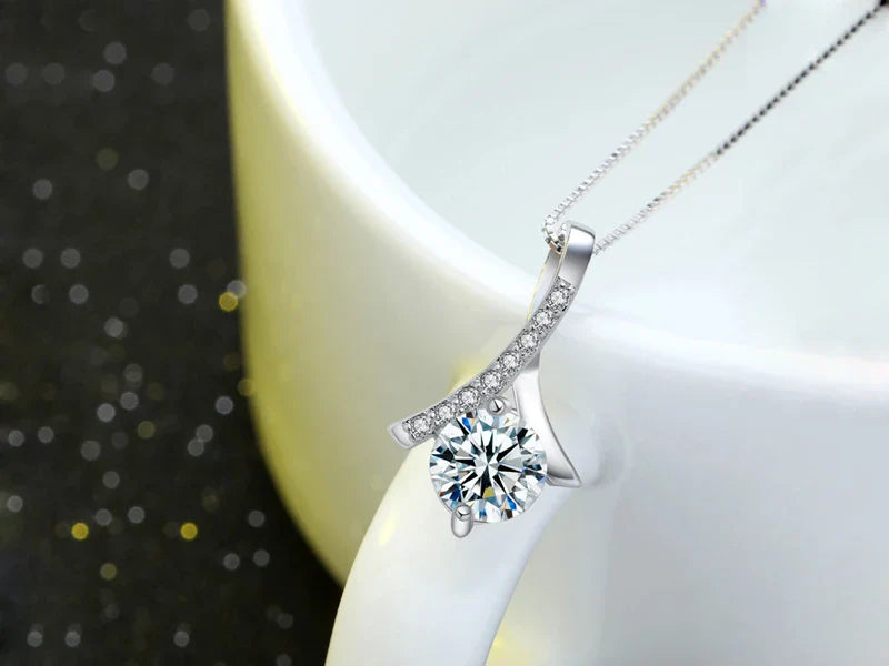 SORI STYLE 925 Silver Flower Zircon Pendant Necklace — comparison shot