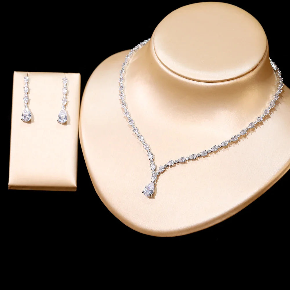 Envy NYC Dazzling Cubic Zirconia Water Drop Earrings 2 Piece Set — Envy NYC branding close-up