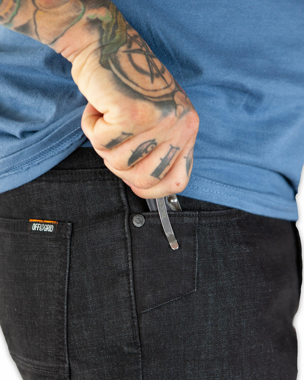 Off The Grid Surplus Hideout Denim Taper Fit Pants - Black — alternative angle