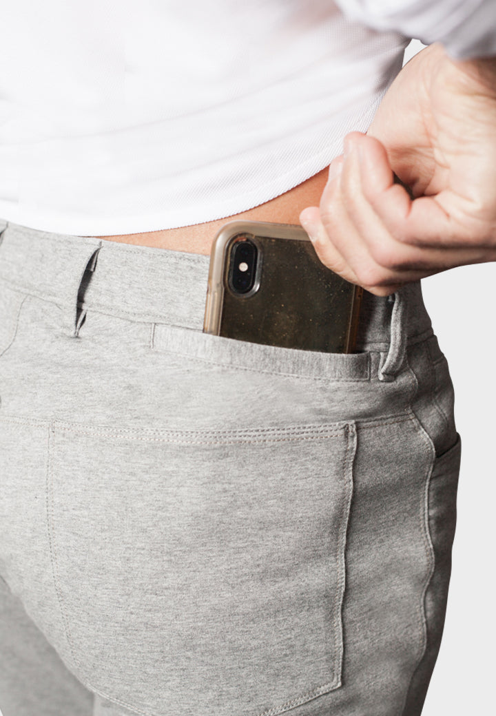 Buki High-Five Tech Pants - Heather Grey — detail close-up