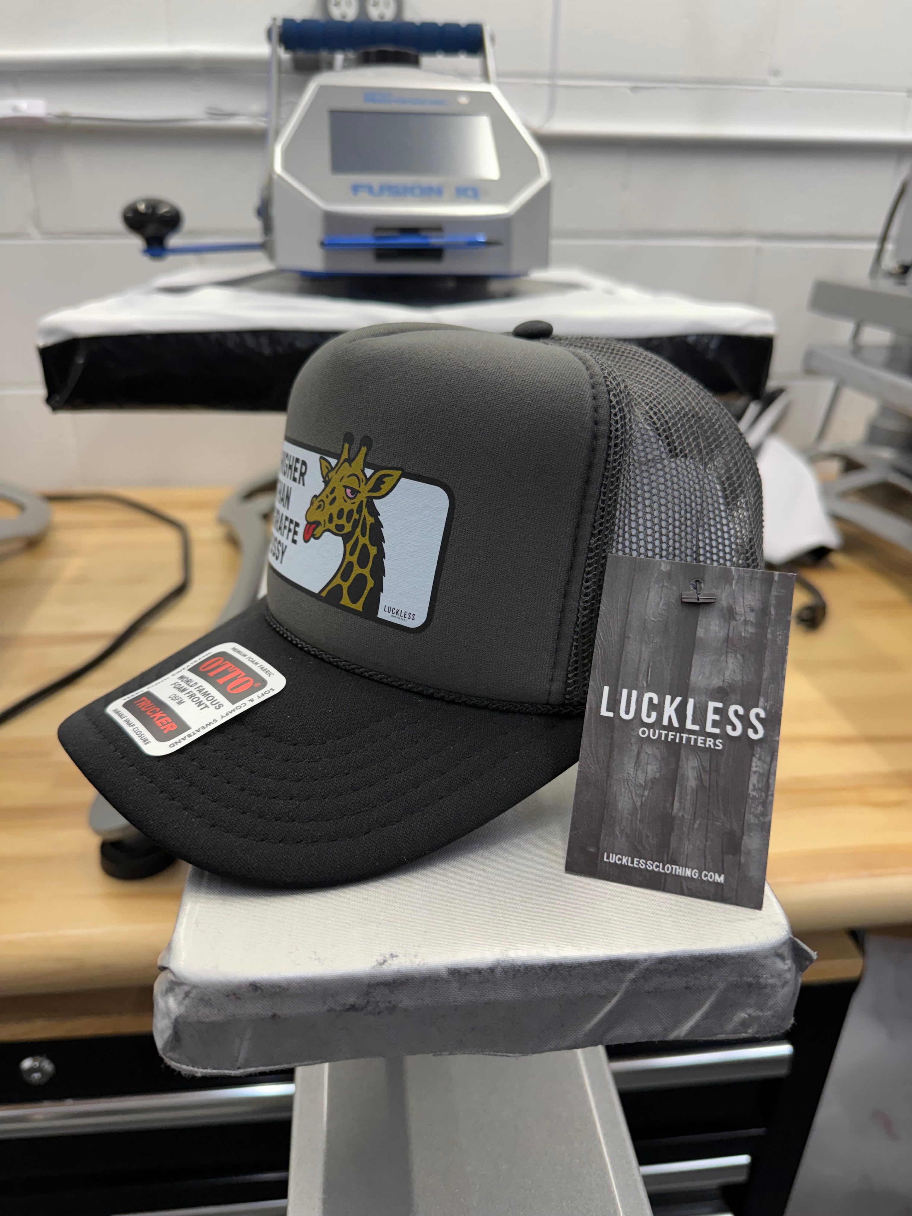 Luckless Outfitters Higher Than Giraffe Pussy Trucker Hat — alternative angle
