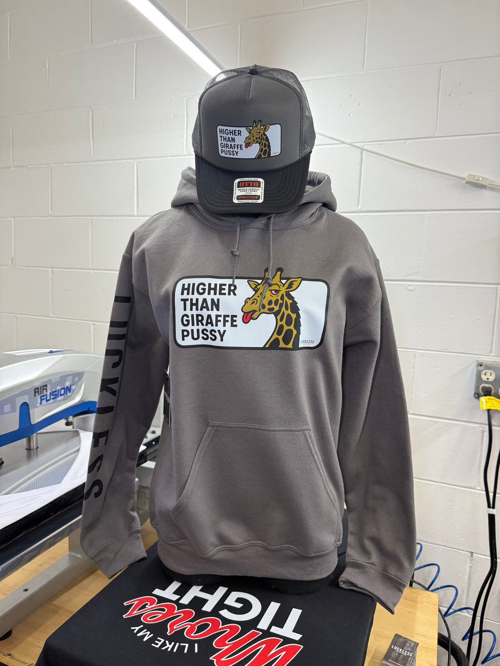 Luckless Outfitters Higher Than Giraffe Pussy Hoodie — lifestyle context