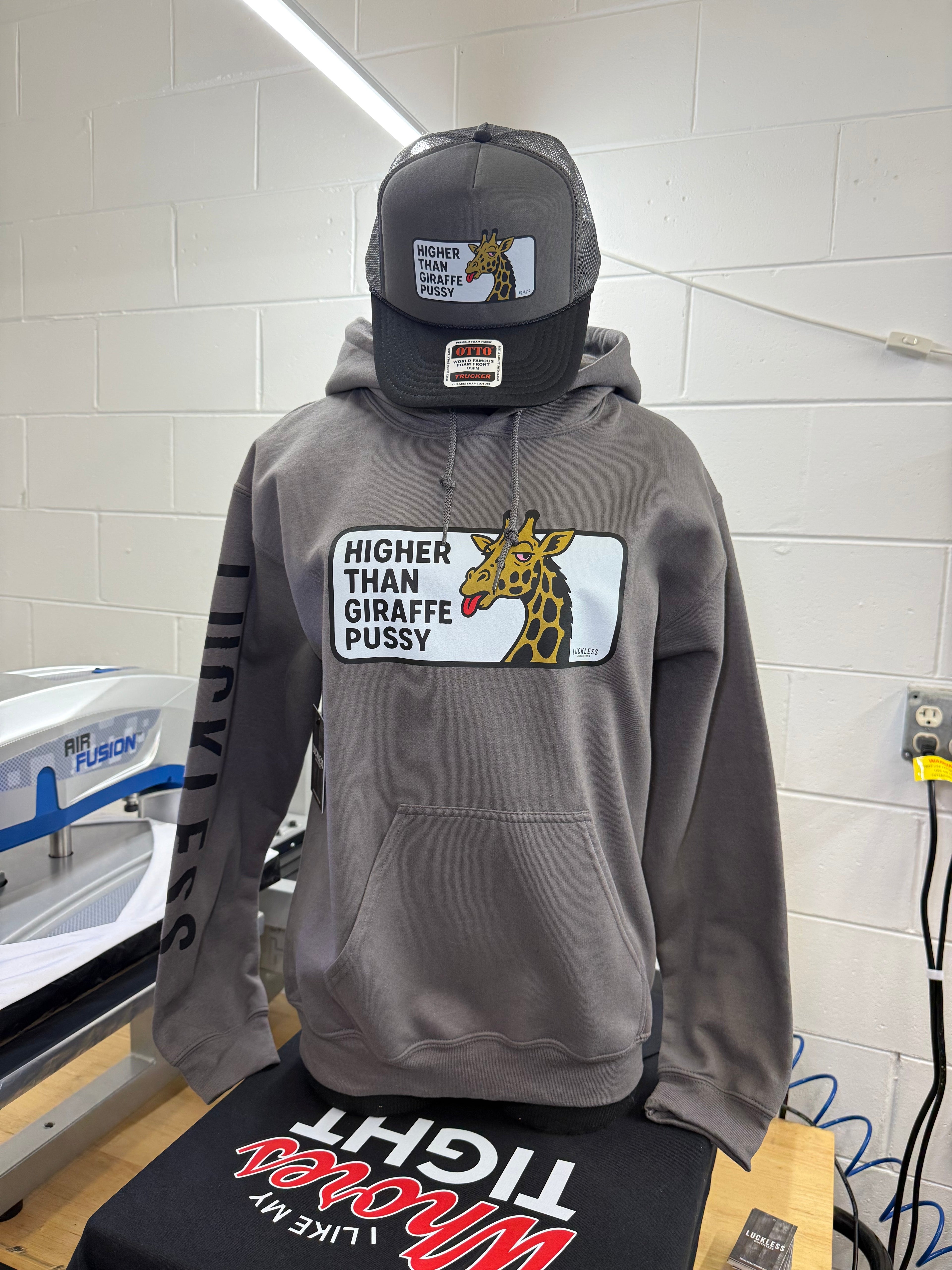 Luckless Outfitters Higher Than Giraffe Pussy Hoodie — lifestyle context
