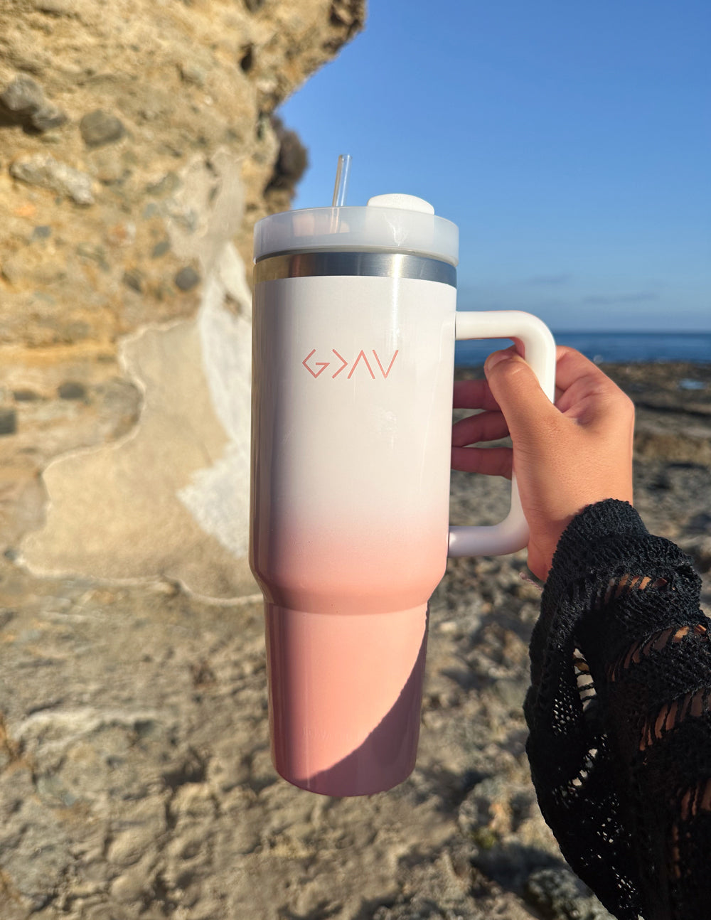 Elevated Faith Highs and Lows 40 oz Tumbler — in-use photo