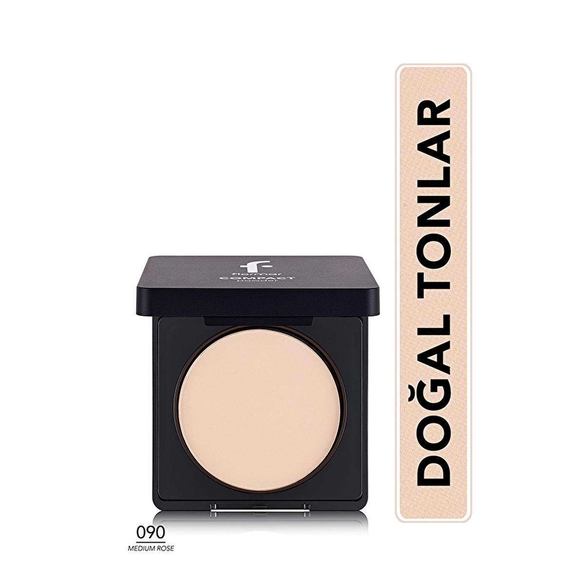 Flormar Compact Powder 090 Medium Rose - Matte Finish, High Coverage Makeup