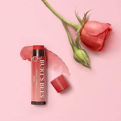 Burts Bees Rose Tinted Lip Balm - Moisturizing Natural Lip Care for Dry, Cracked Lips - Red Lip Tint & Daily Hydration