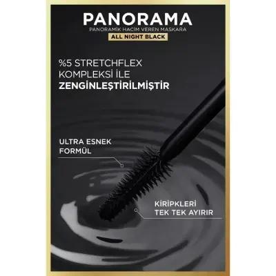 L'Oreal Paris Panorama Mascara - All Night Black: Volumizing, Lengthening, Long-Lasting, Smudge-Proof Eyelash Enhancer