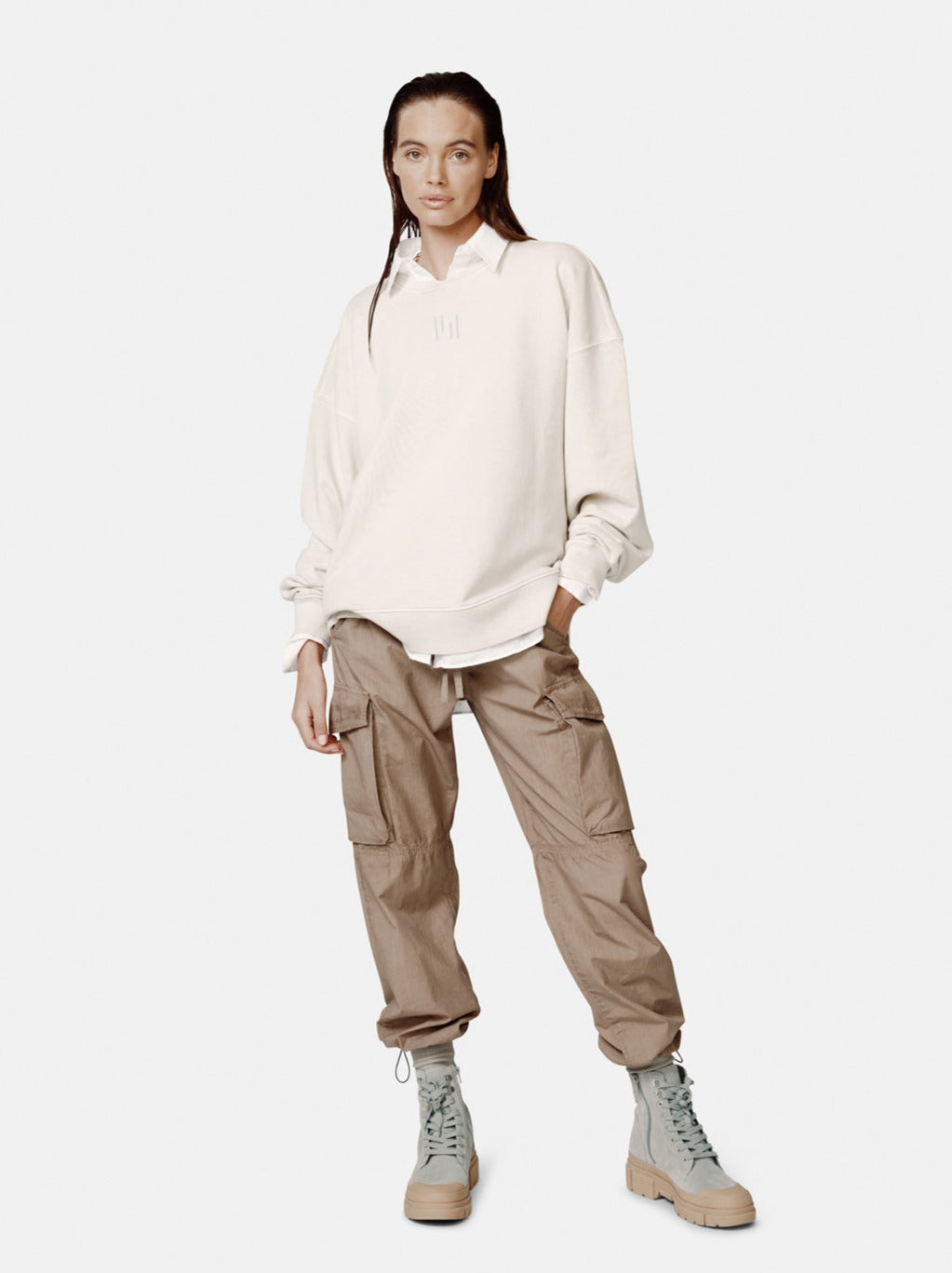 Holden Outerwear Oversized French Terry Crew - Hay — main product shot