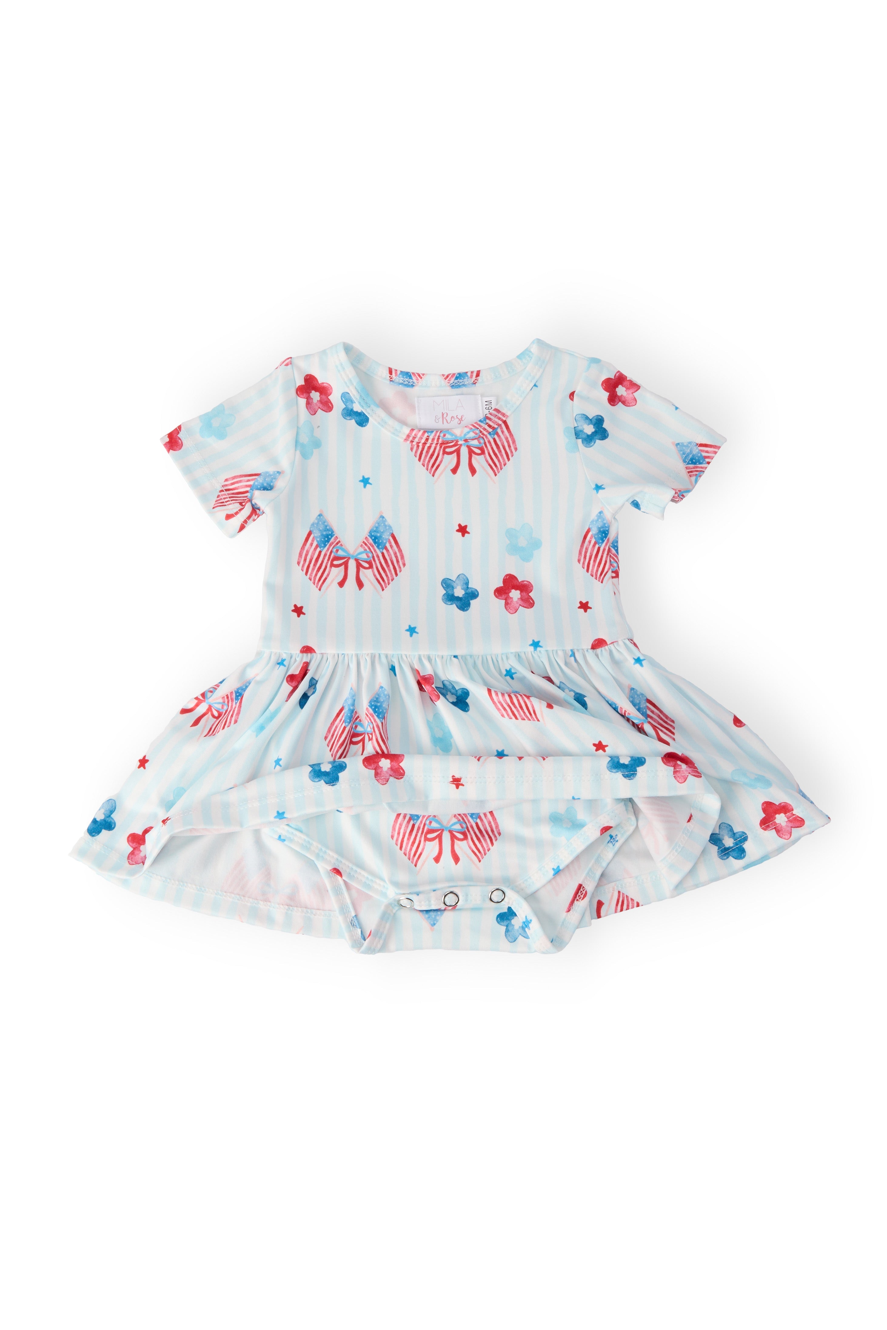 Mila & Rose ® Home of the Brave S/S Twirl Bodysuit — detail close-up