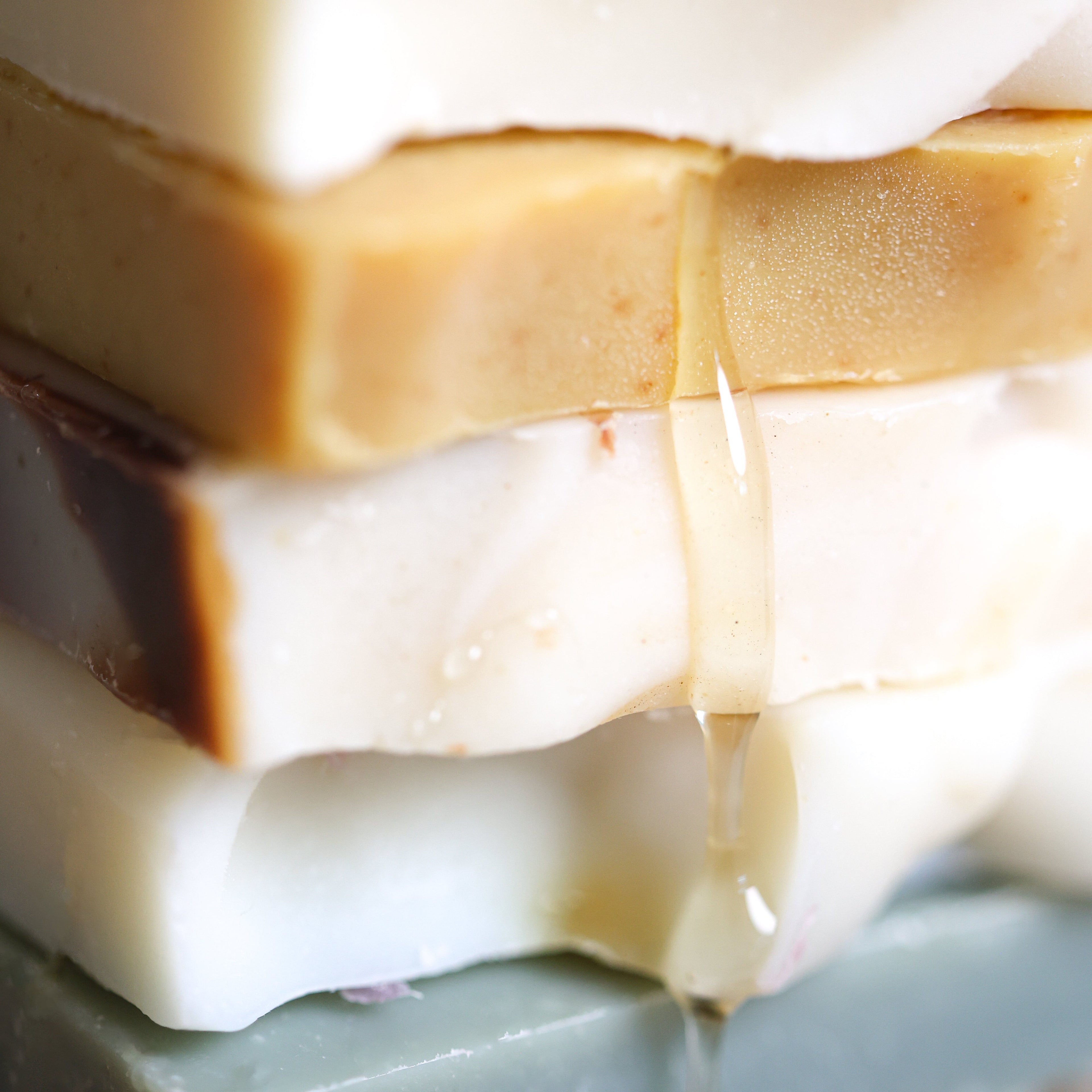 Pretty farm girl Honeycomb Harvest  Goat Milk & Tallow Soap Sampler — detail close-up