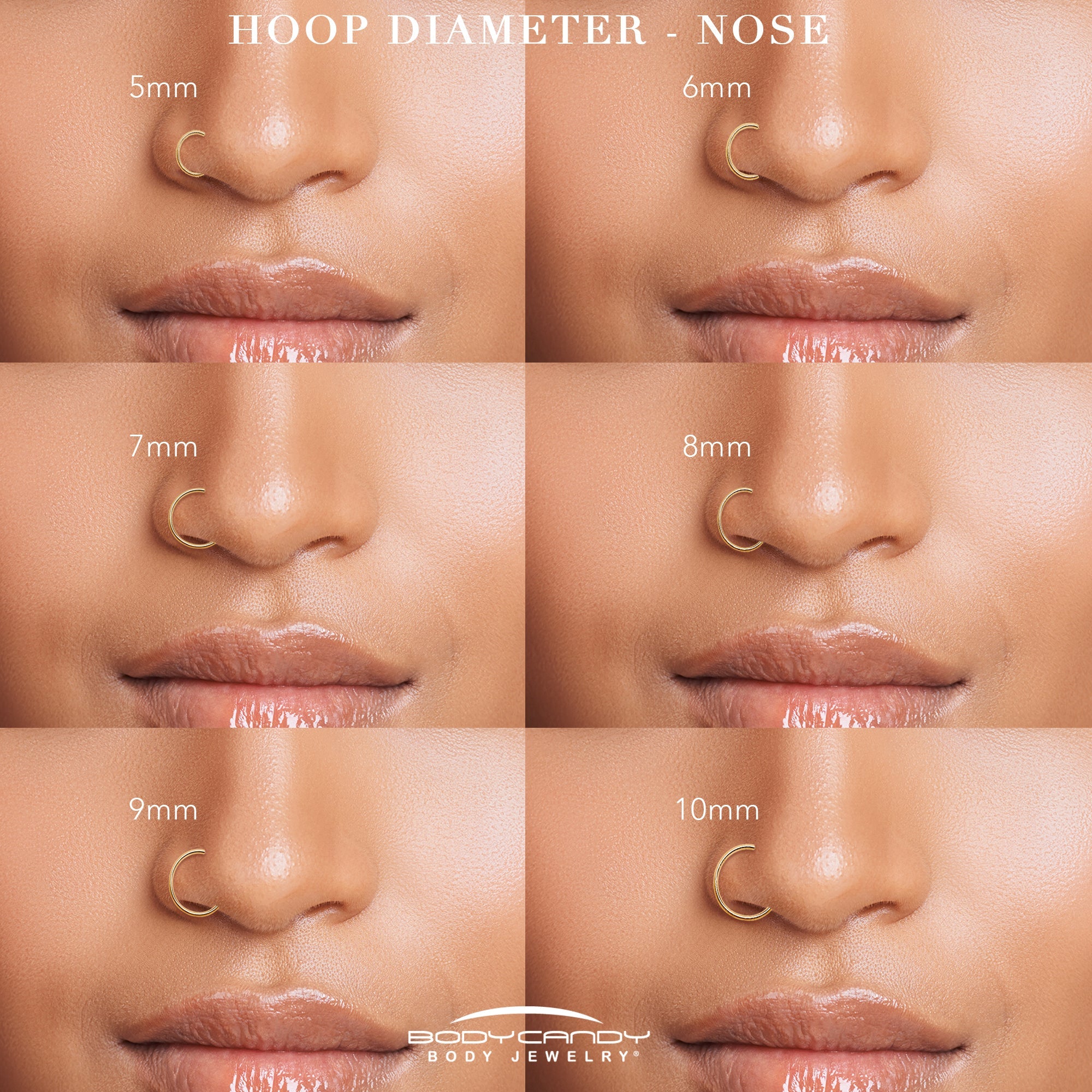 BodyCandy 20G Gold PVD Implant Grade Titanium Triple Sided Micro Gem Hinged Nose Hoop — side view