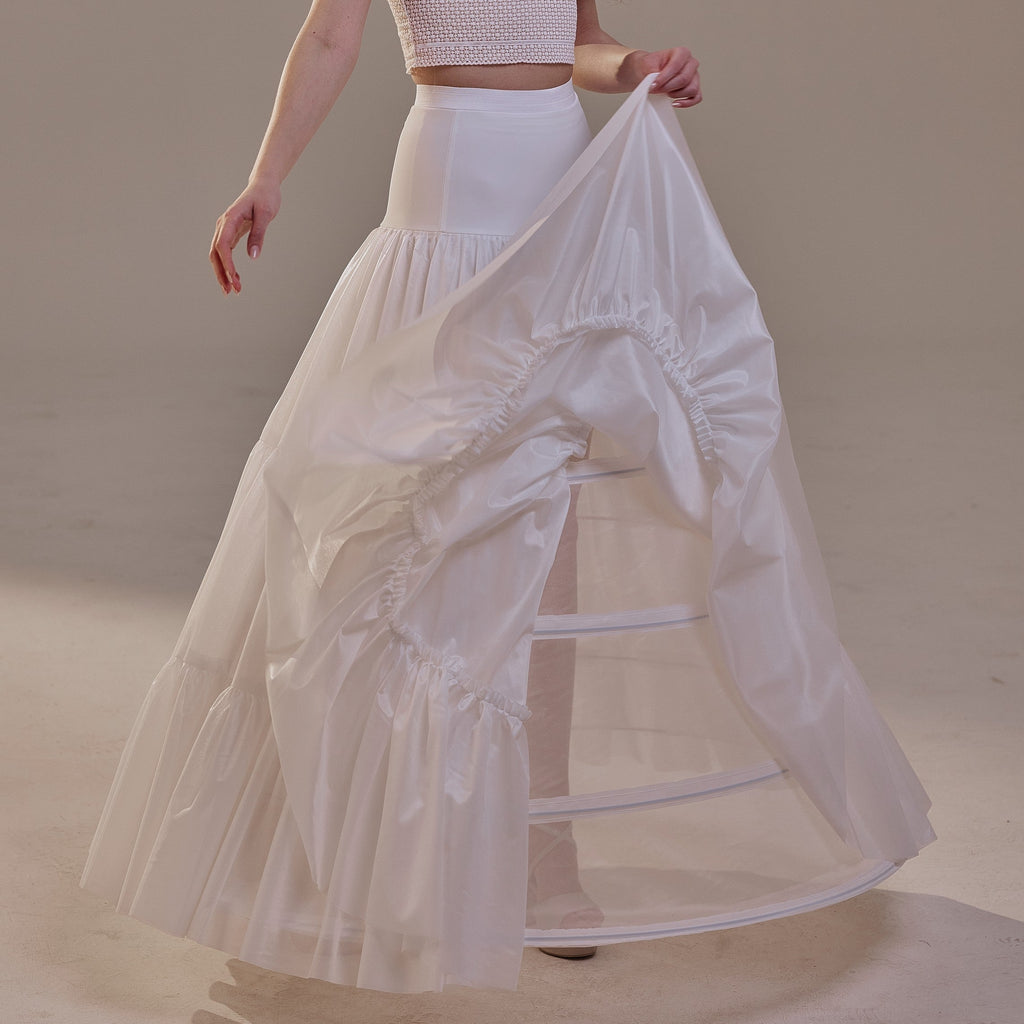 Hoop Petticoat Skirt with Two Layers and Corsage , Crinoline Petticoat with Concealed Hoops , Bridal Slip for Volume & Elegan