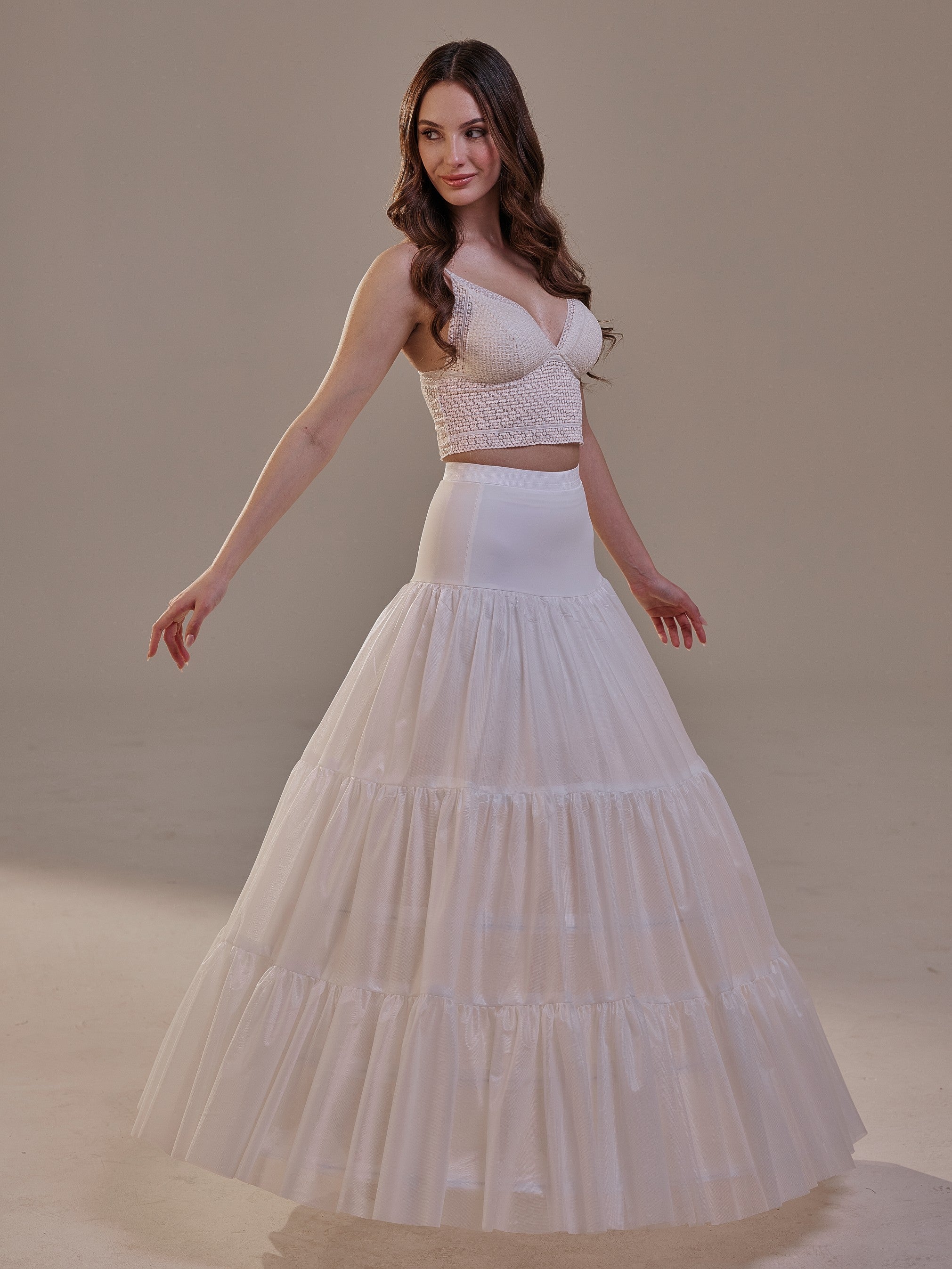 Hoop Petticoat Skirt with Two Layers and Corsage , Crinoline Petticoat with Concealed Hoops , Bridal Slip for Volume & Elegan