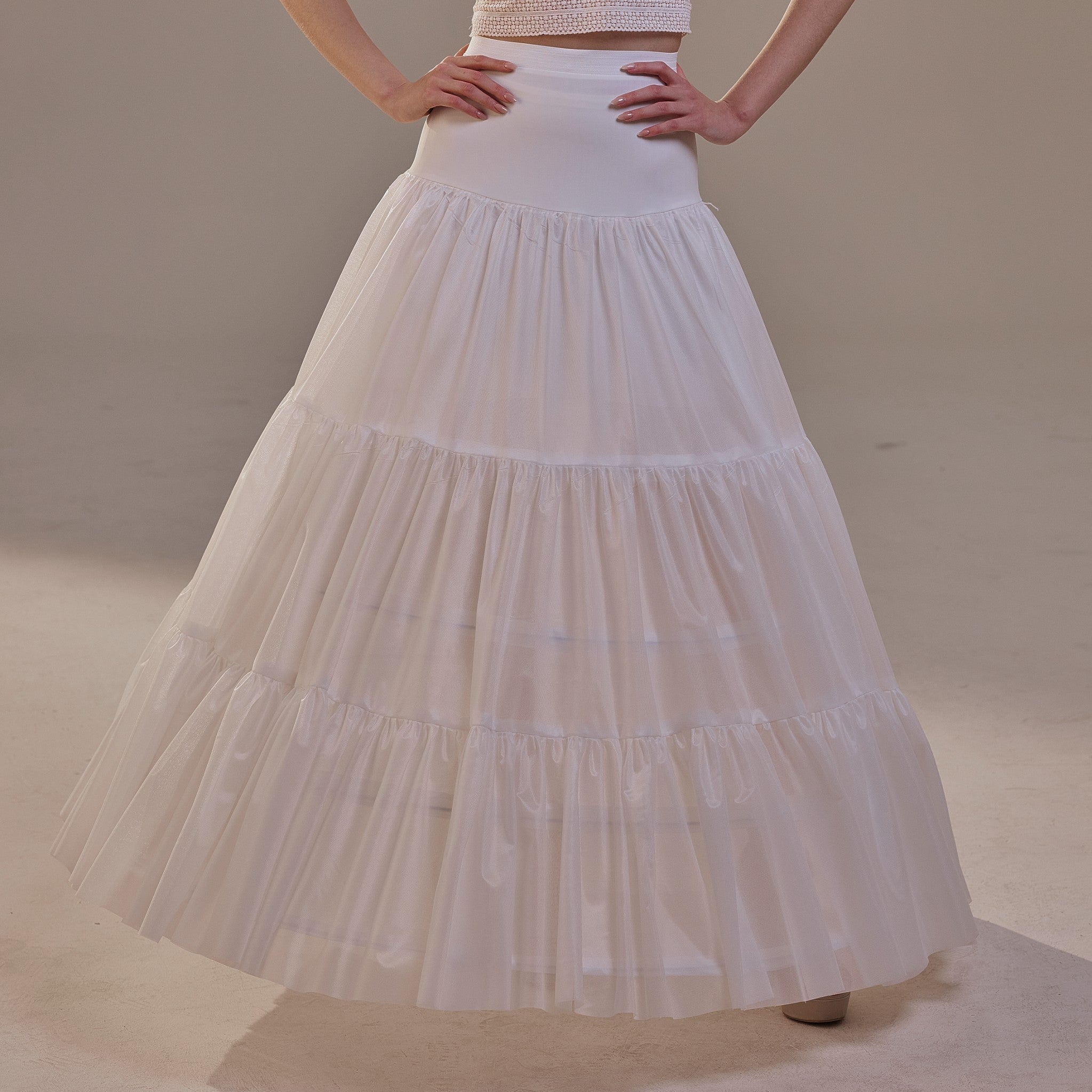 Hoop Petticoat Skirt with Two Layers and Corsage , Crinoline Petticoat with Concealed Hoops , Bridal Slip for Volume & Elegan