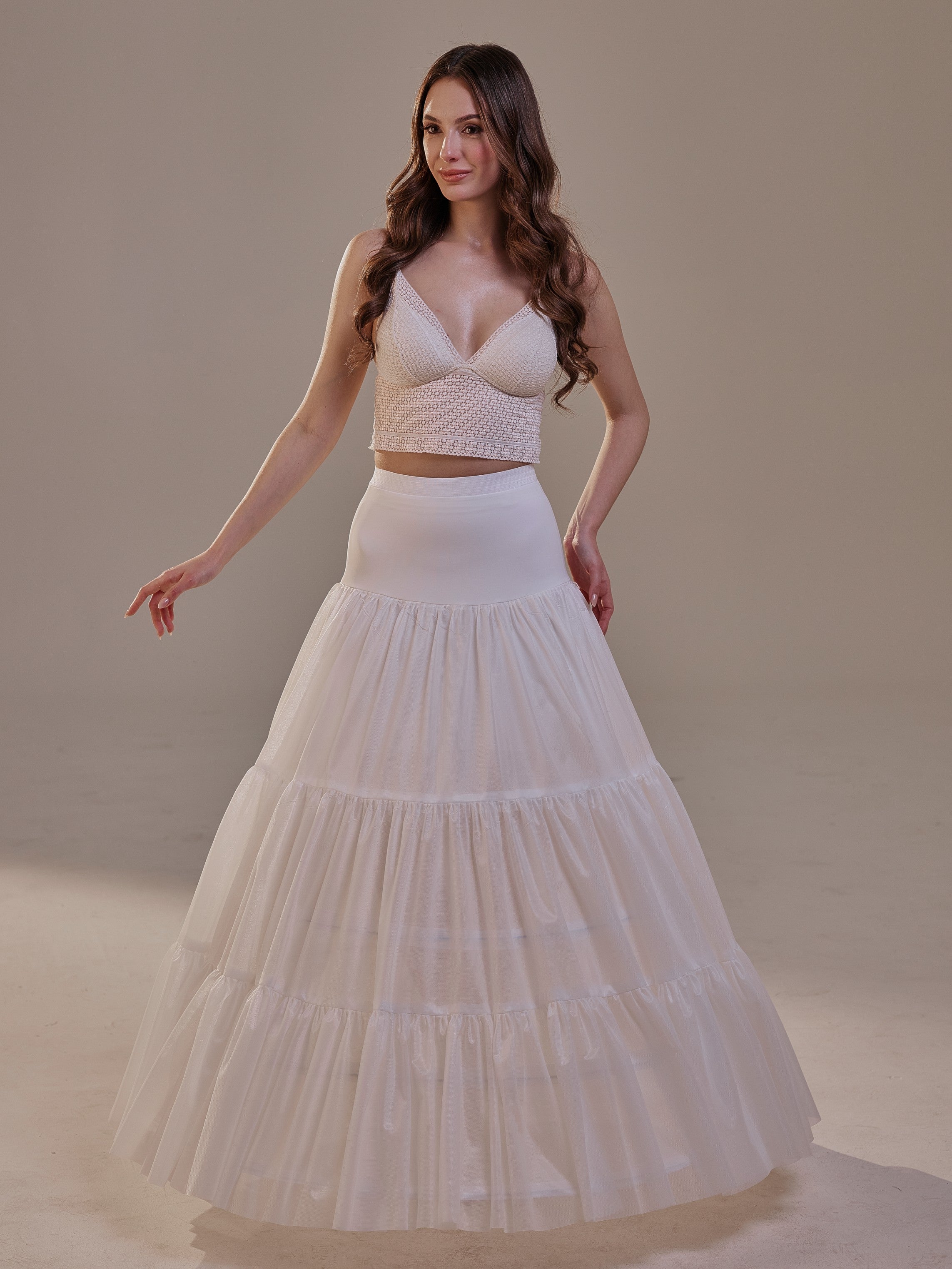Hoop Petticoat Skirt with Two Layers and Corsage , Crinoline Petticoat with Concealed Hoops , Bridal Slip for Volume & Elegan