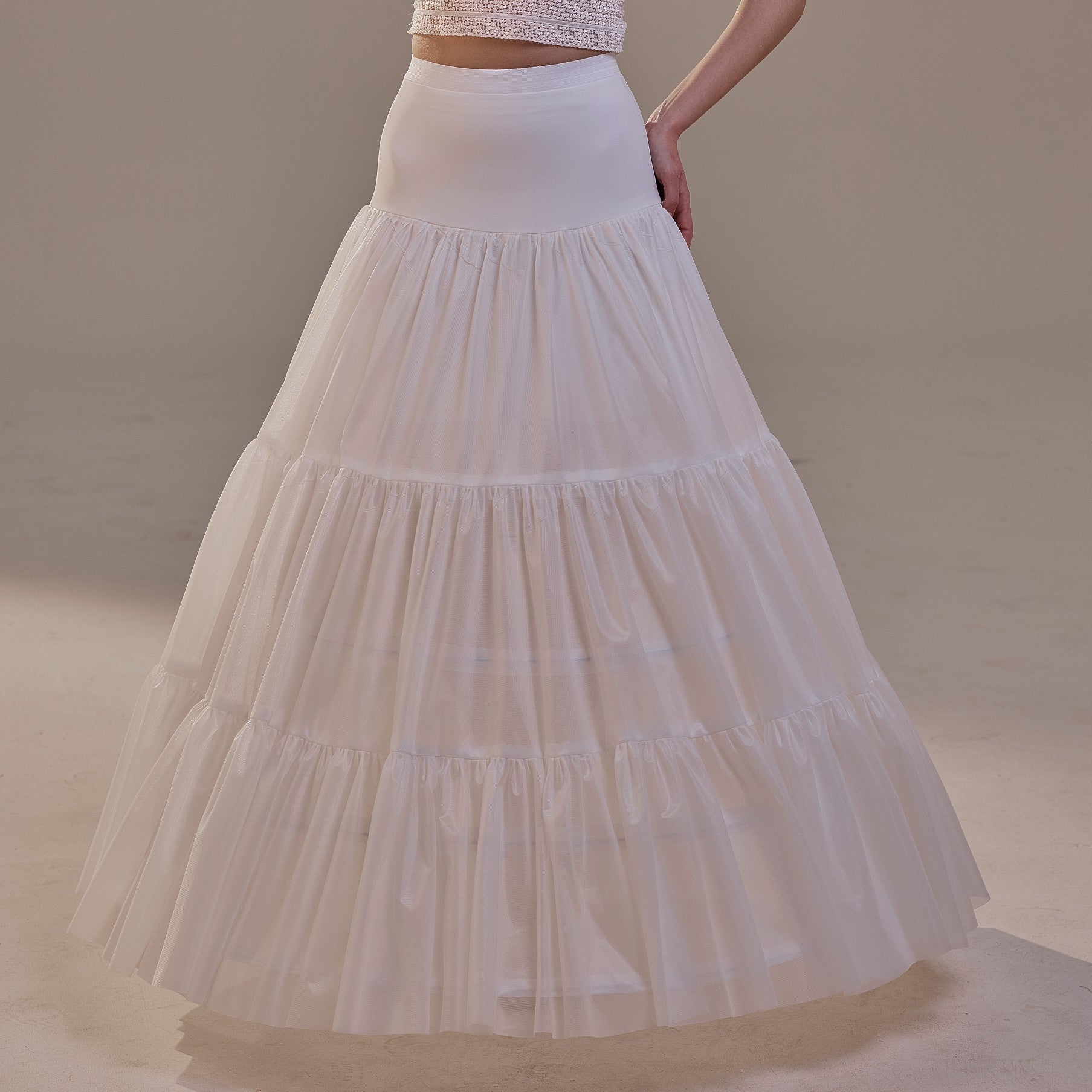 Hoop Petticoat Skirt with Two Layers and Corsage , Crinoline Petticoat with Concealed Hoops , Bridal Slip for Volume & Elegan