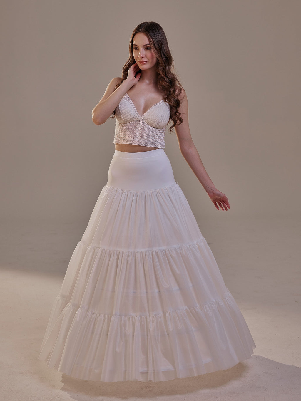 Hoop Petticoat Skirt with Two Layers and Corsage , Crinoline Petticoat with Concealed Hoops , Bridal Slip for Volume & Elegan