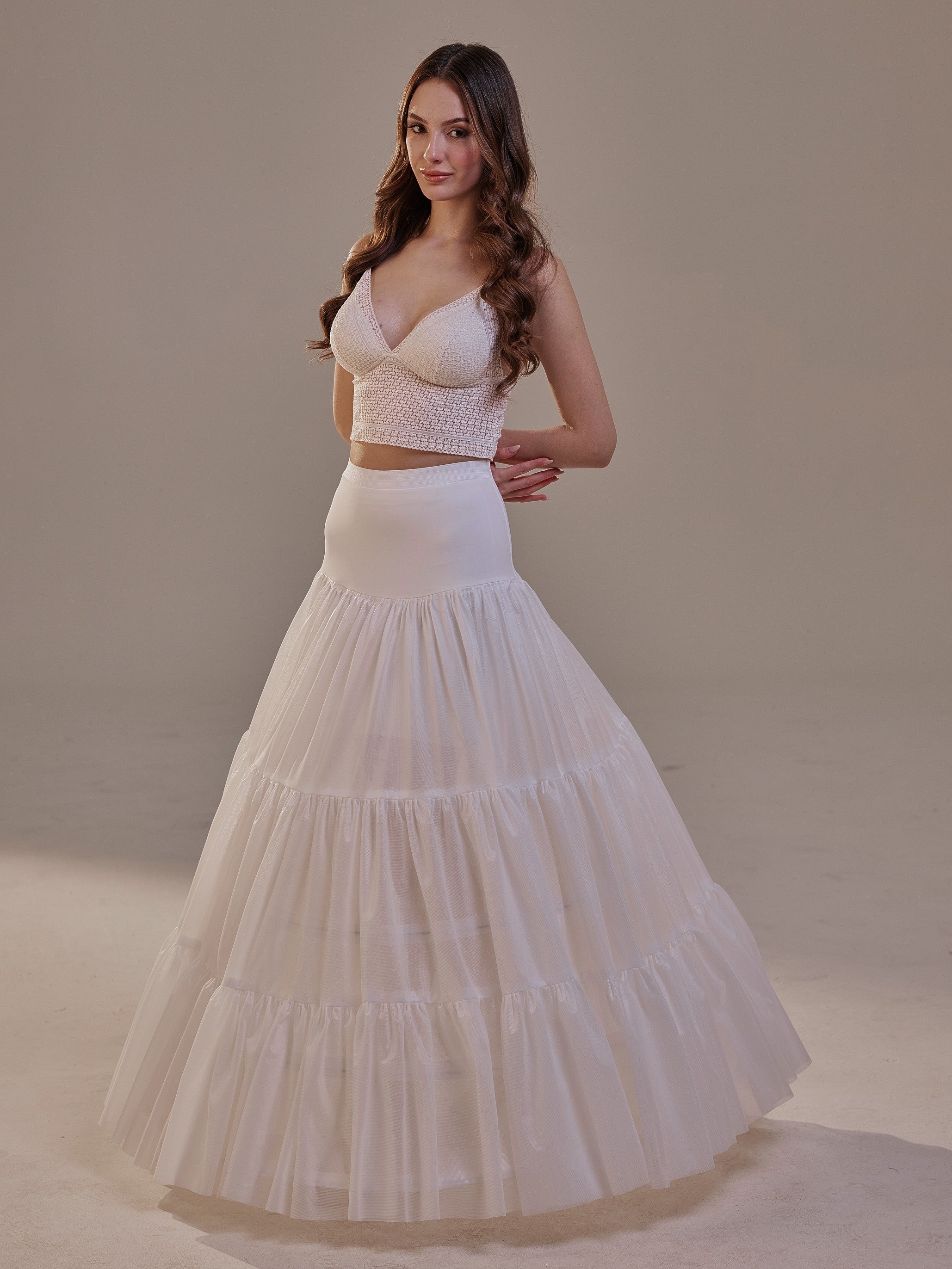 Hoop Petticoat Skirt with Two Layers and Corsage , Crinoline Petticoat with Concealed Hoops , Bridal Slip for Volume & Elegan