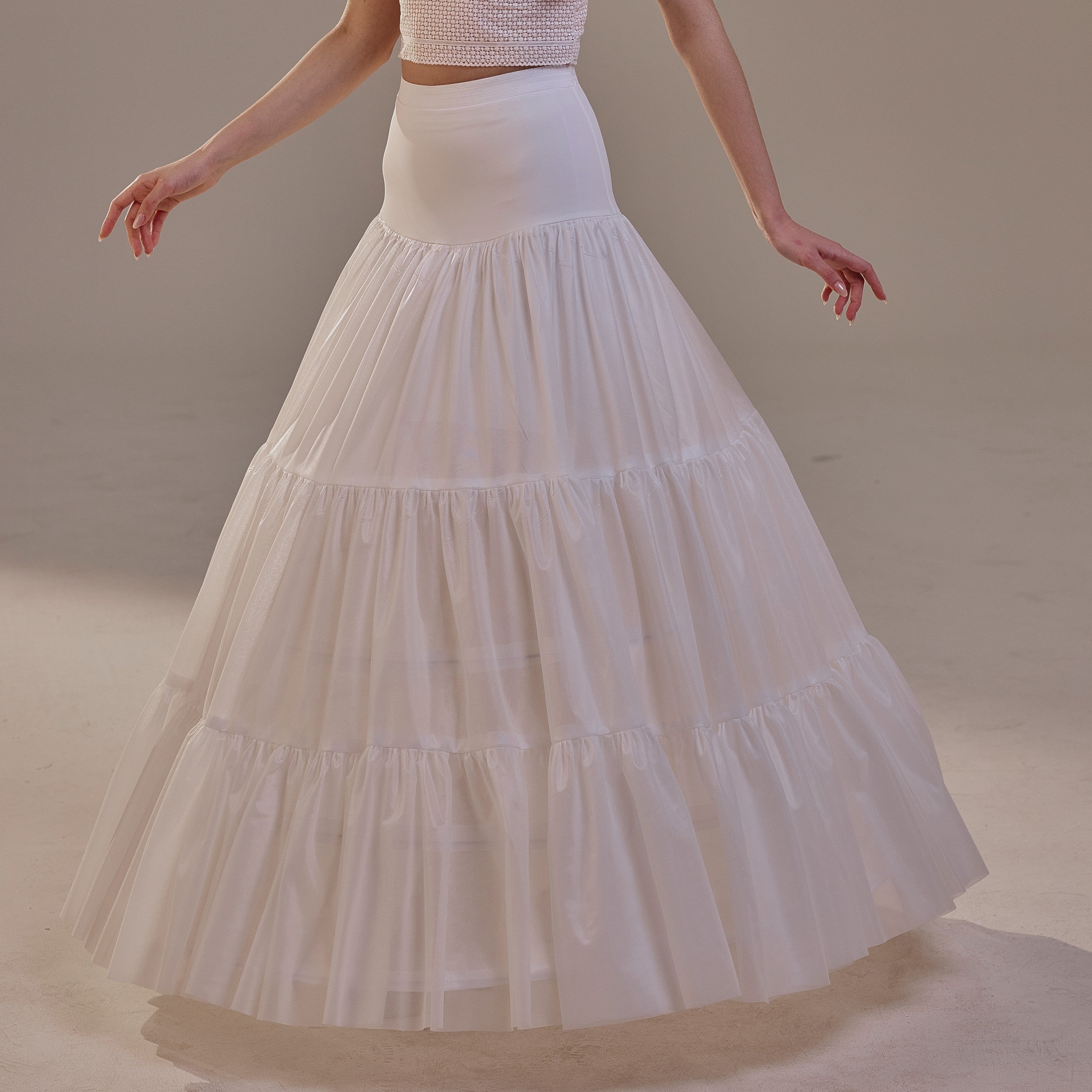 Hoop Petticoat Skirt with Two Layers and Corsage , Crinoline Petticoat with Concealed Hoops , Bridal Slip for Volume & Elegan