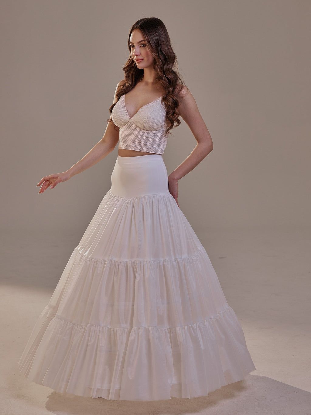 Hoop Petticoat Skirt with Two Layers and Corsage , Crinoline Petticoat with Concealed Hoops , Bridal Slip for Volume & Elegan