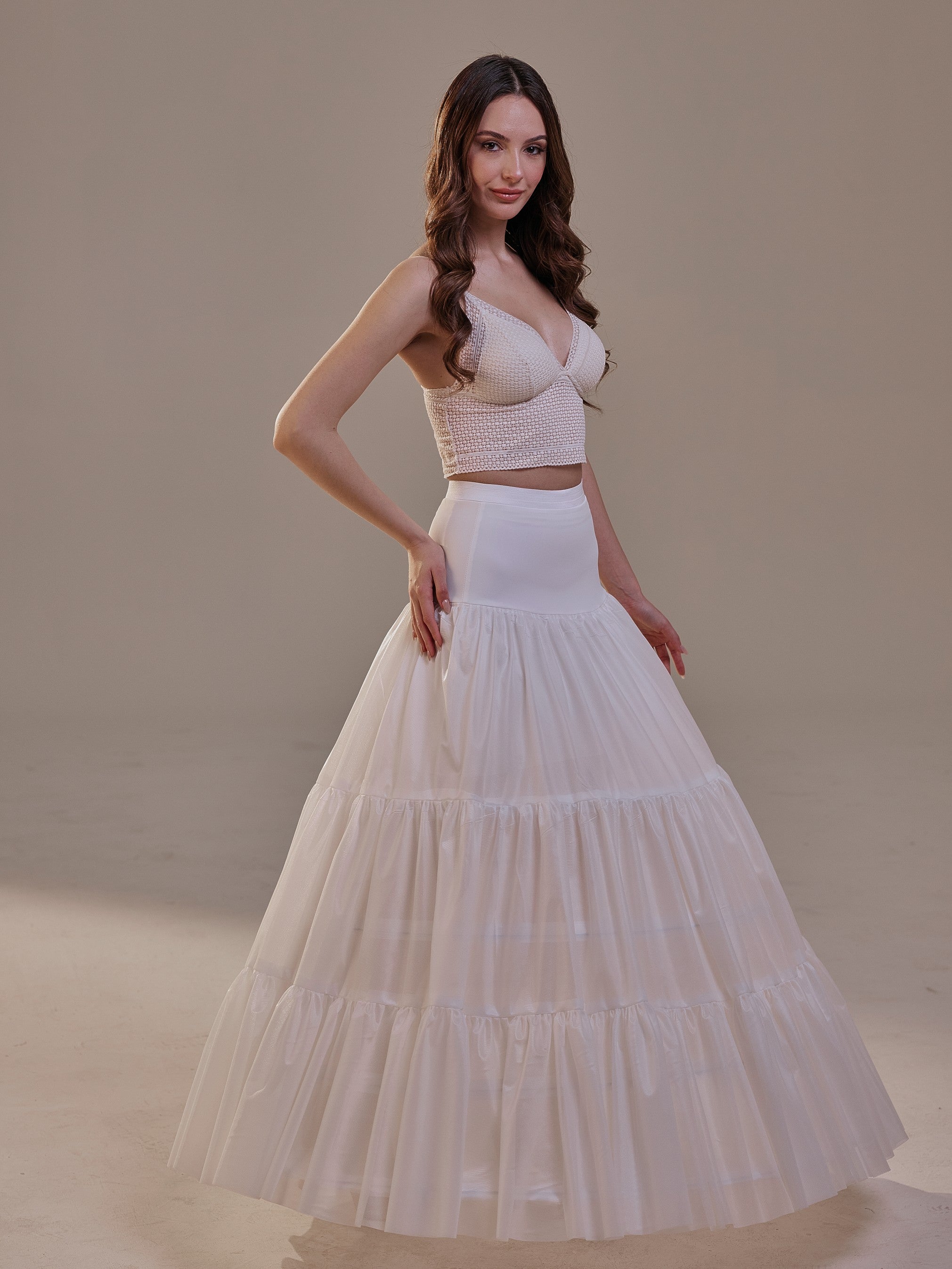 Hoop Petticoat Skirt with Two Layers and Corsage , Crinoline Petticoat with Concealed Hoops , Bridal Slip for Volume & Elegan