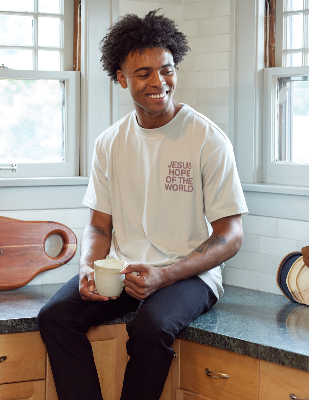 Elevated Faith Hope of the World Unisex Tee — in-use photo