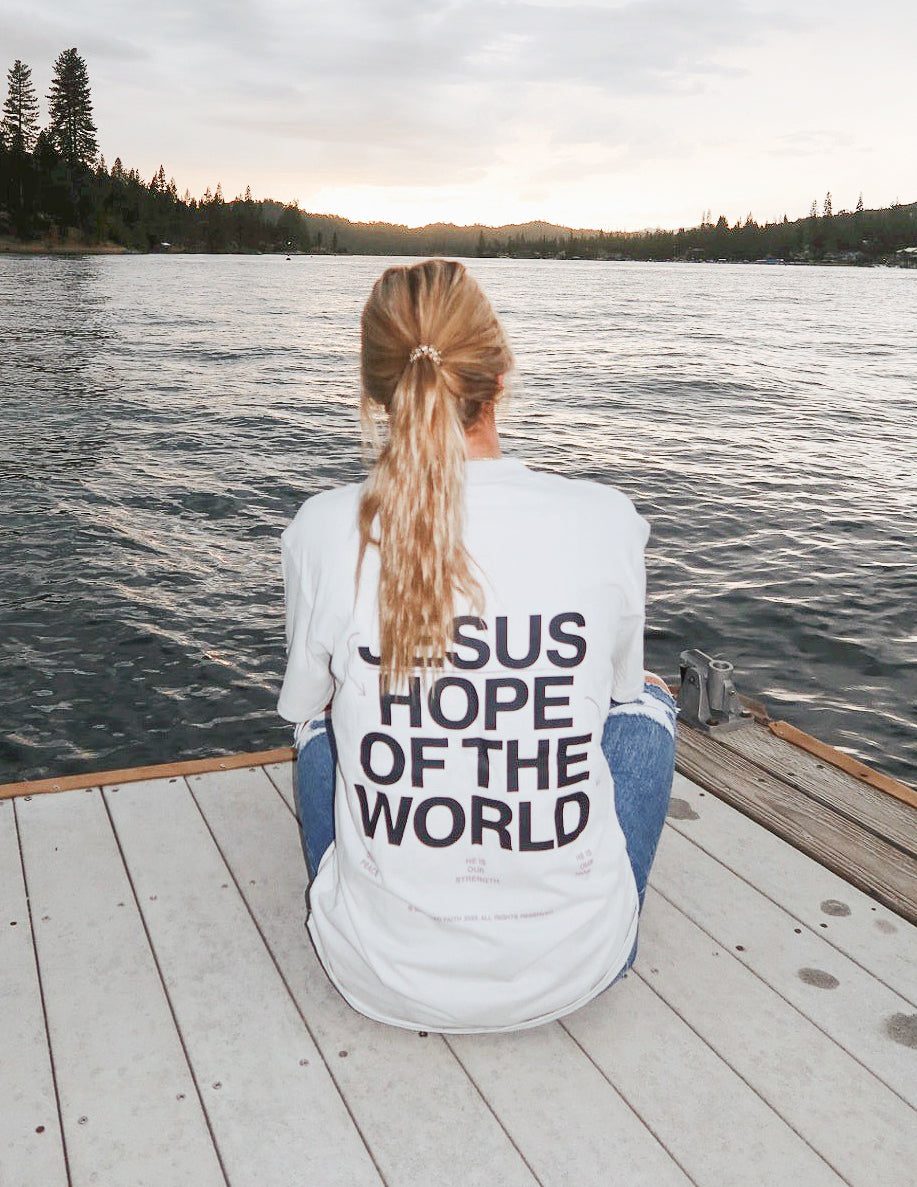 Elevated Faith Hope of the World Unisex Tee — in-use photo