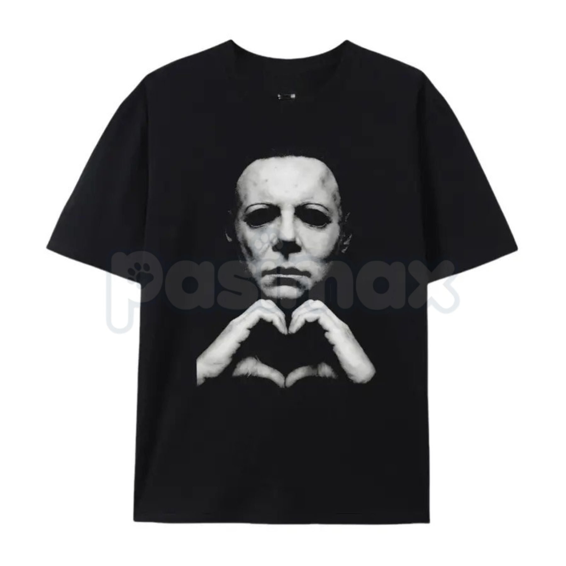 Horror "Michael Hand Heart" Graphic T-Shirt – Spooky Slasher Halloween Tee, Premium 100% Cotton Creepy Cute Movie Top, Soft Lived-In Heavyweight Horror Fan Shirt, Made in USA