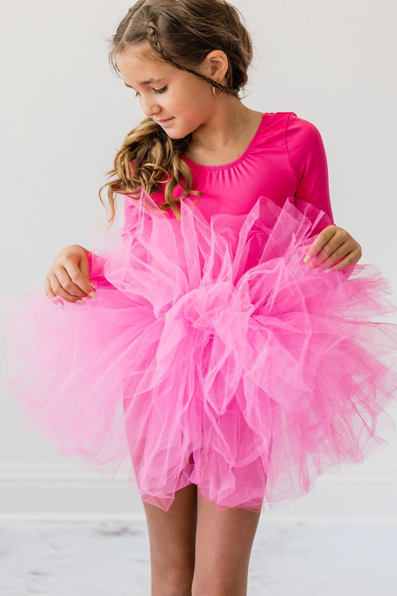 Mila & Rose ® Hot Pink 3/4 Tutu Leotard — back view
