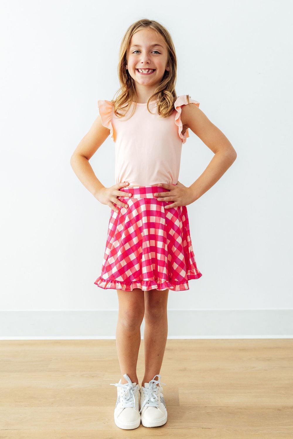 Mila & Rose ® Hot Pink Gingham Ruffle Twirl Skort — lifestyle context