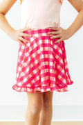 Mila & Rose ® Hot Pink Gingham Ruffle Twirl Skort — main product shot