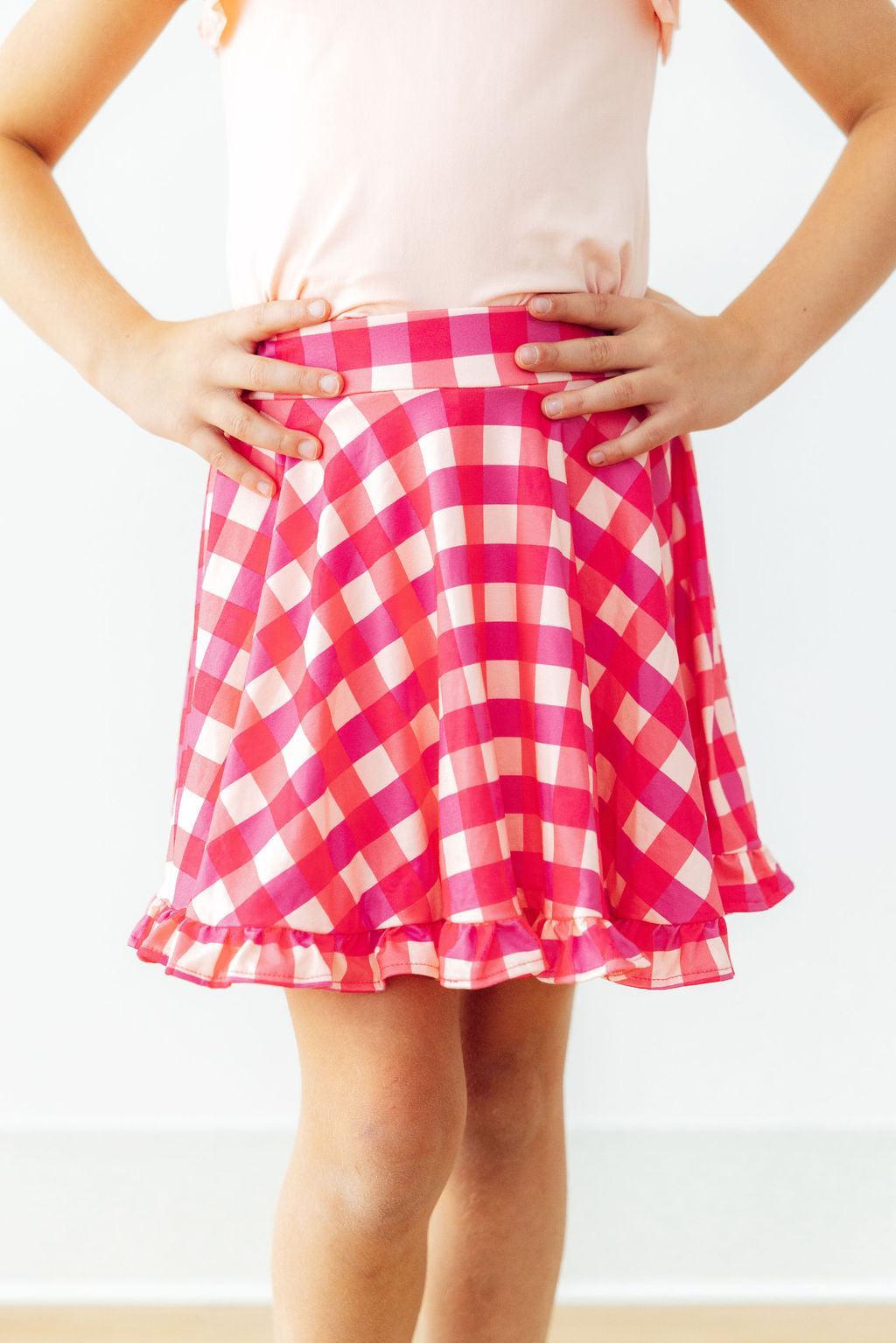 Mila & Rose ® Hot Pink Gingham Ruffle Twirl Skort — main product shot