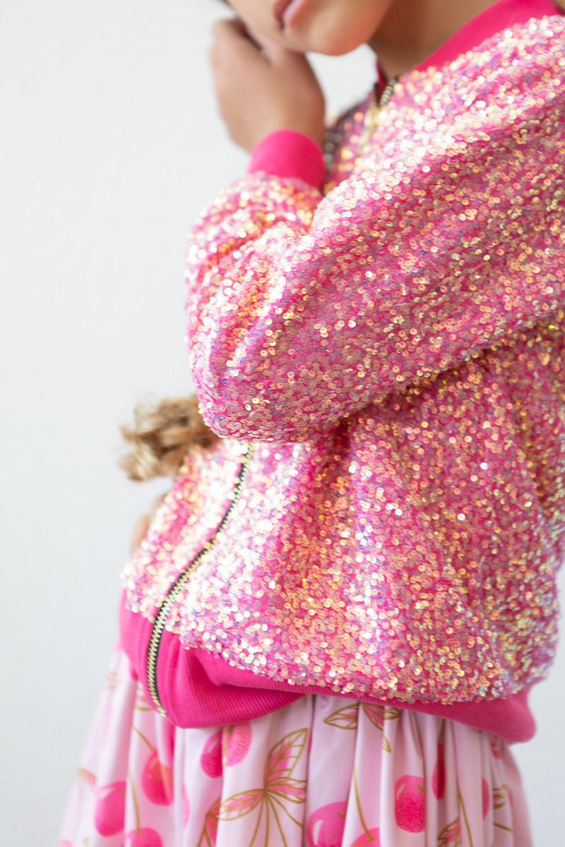 Mila & Rose ® Hot Pink Sequin Jacket — side view