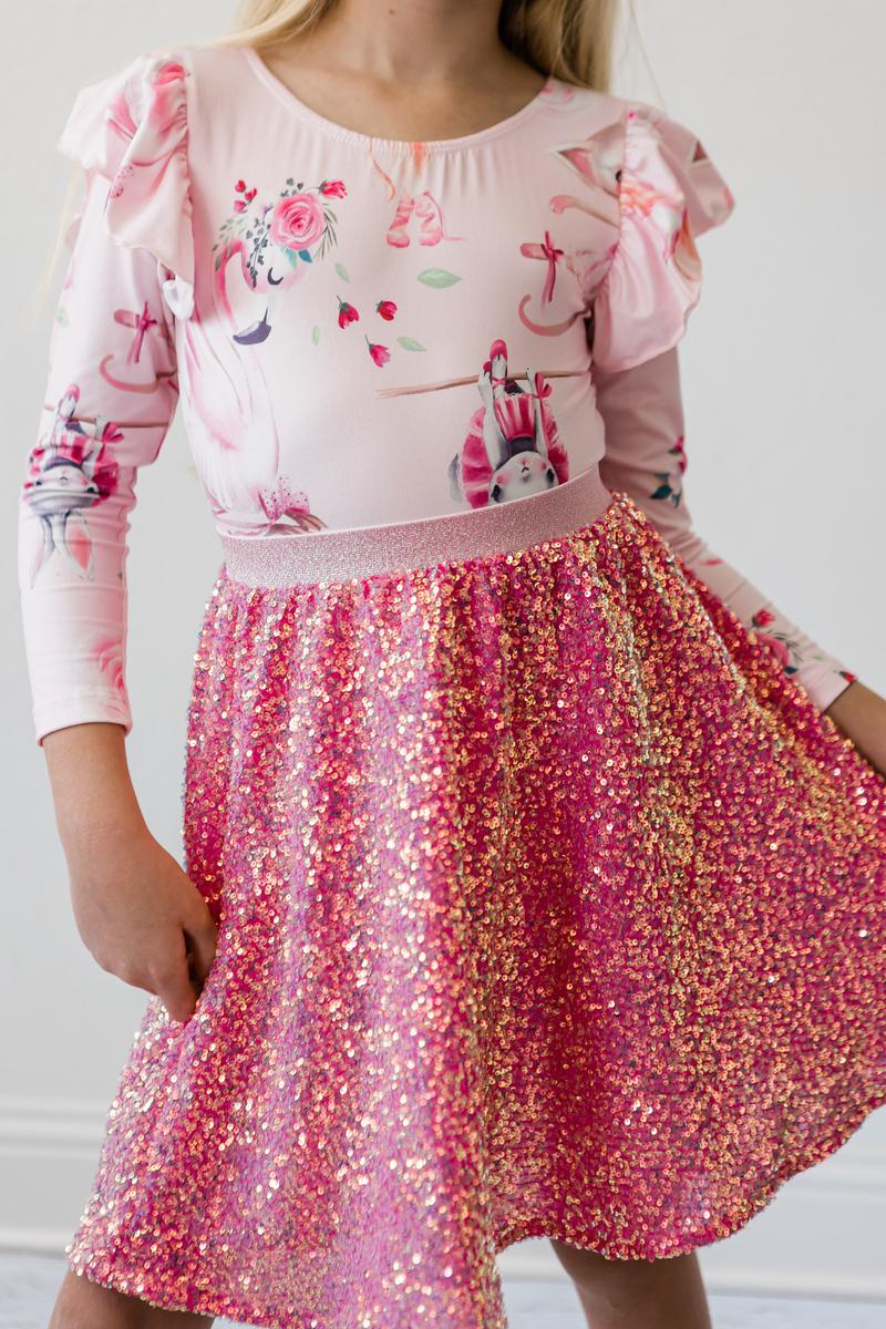Mila & Rose ® Hot Pink Sequin Twirl Skort — main product shot