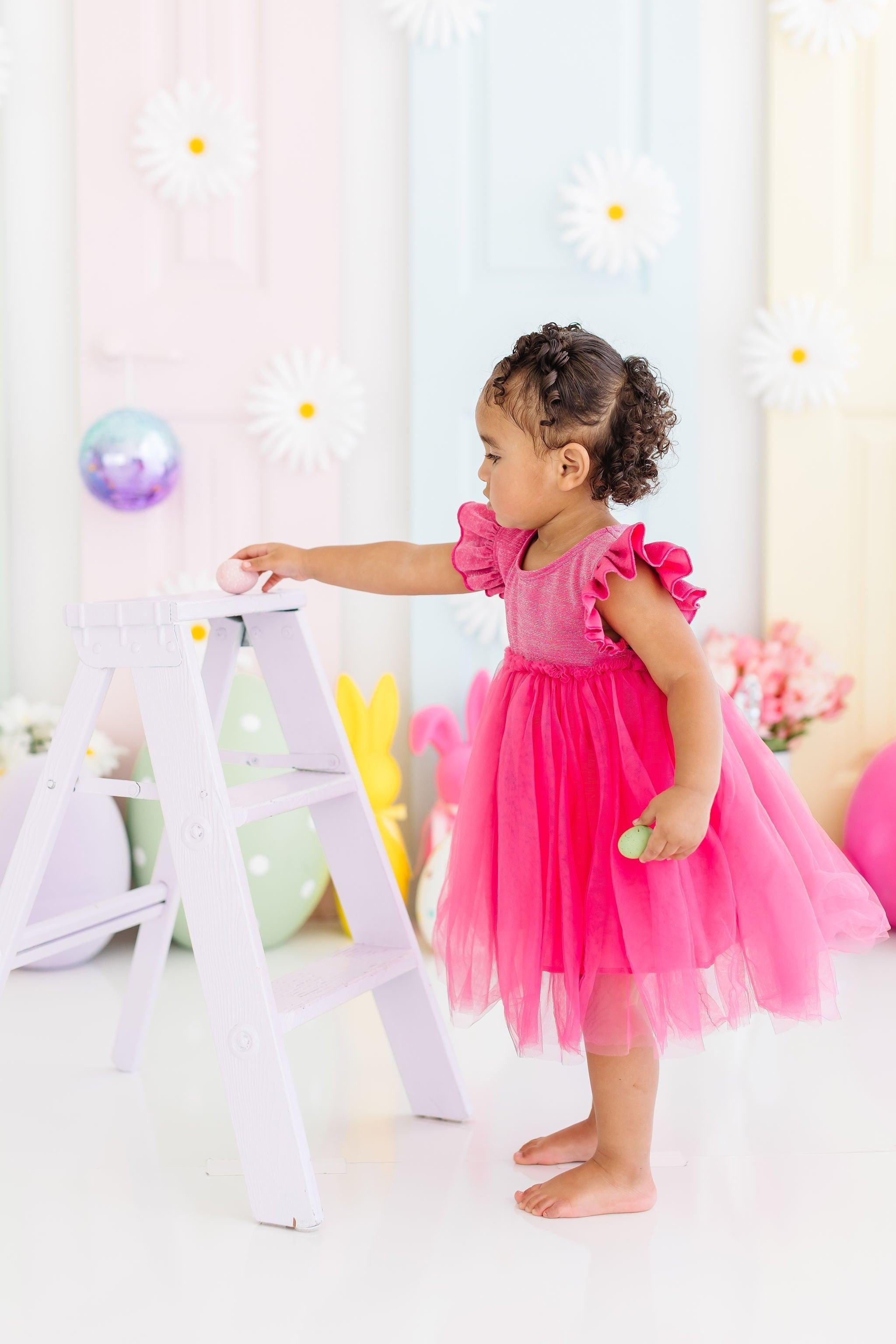 Mila & Rose ® Hot Pink Shimmer Tutu Dress — side view