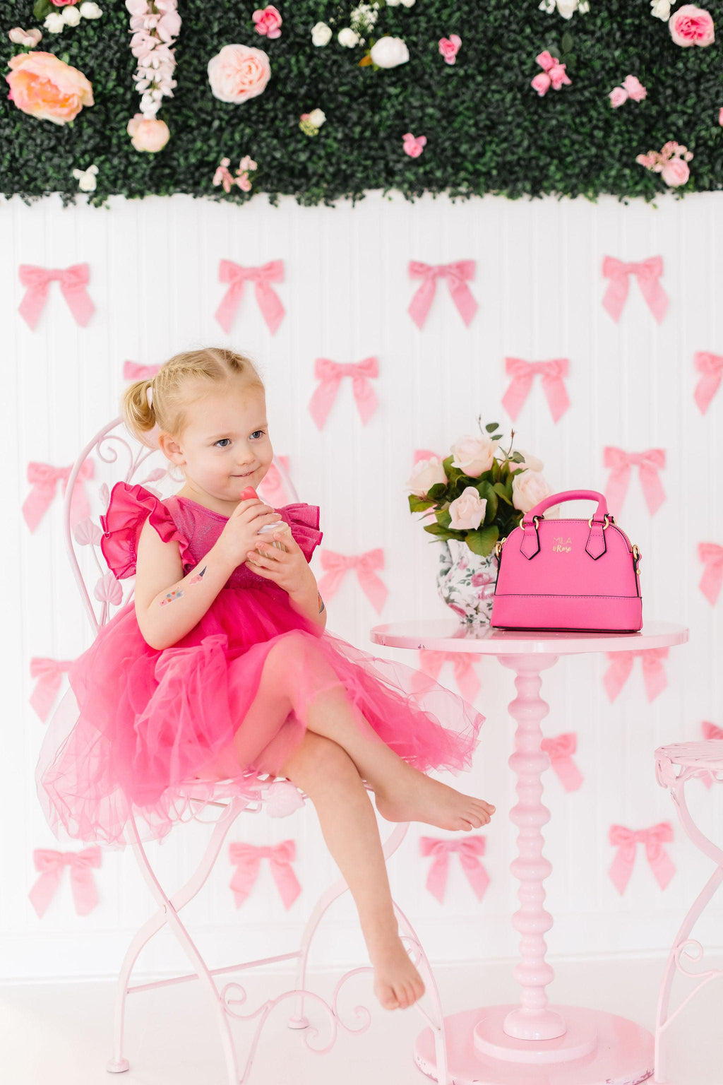 Mila & Rose ® Hot Pink Shimmer Tutu Dress — back view