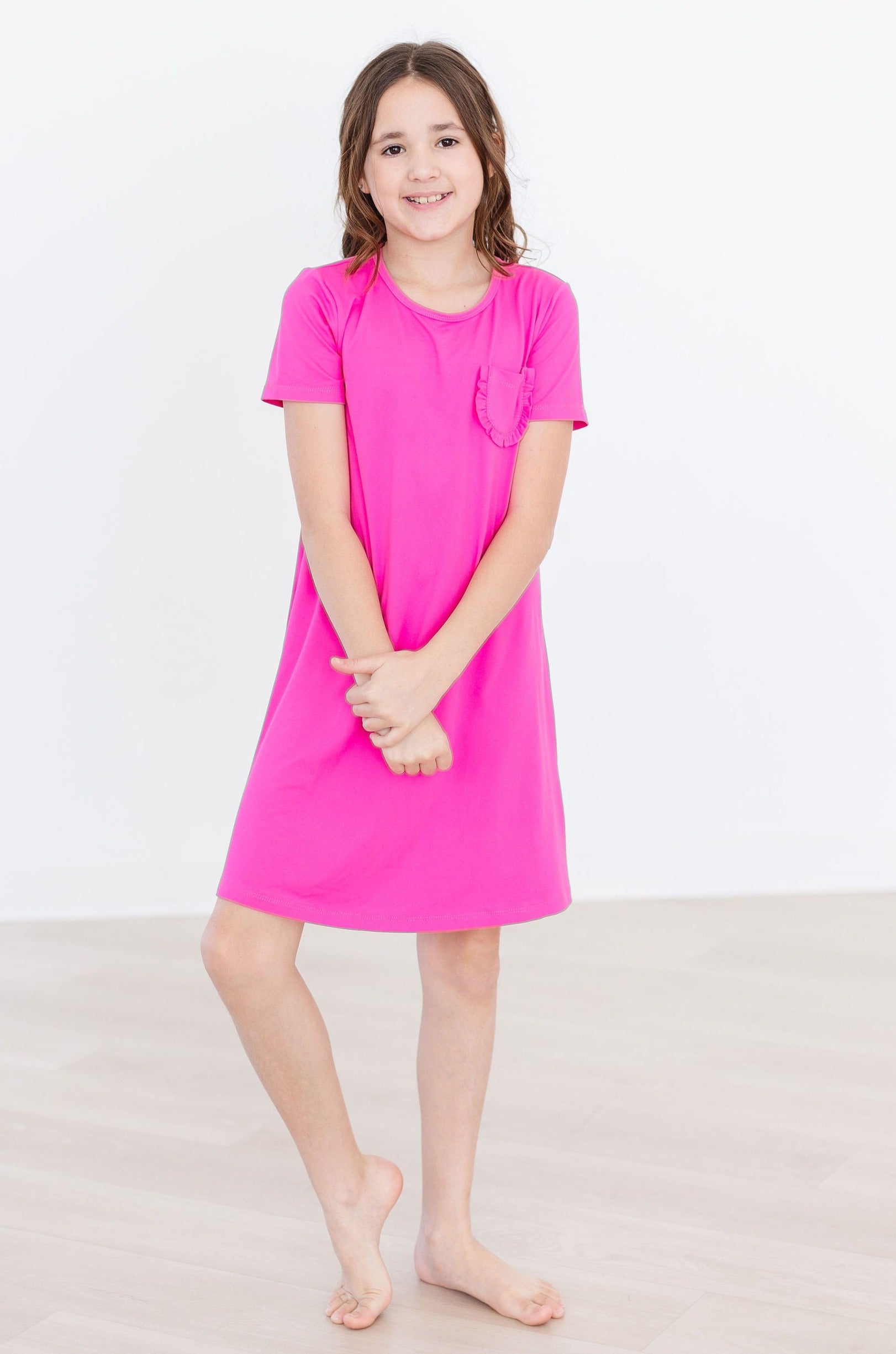 Mila & Rose ® Hot Pink T-Shirt Dress — lifestyle context